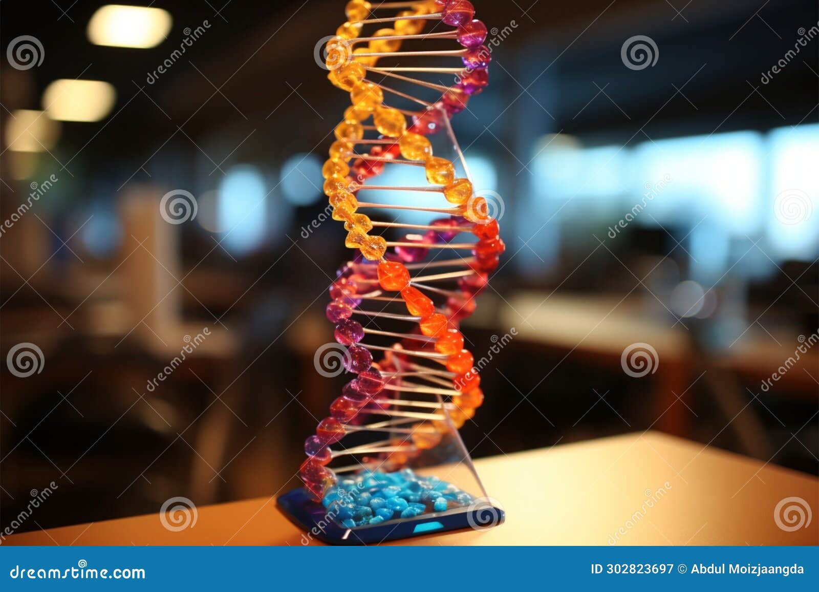 educational science concept 3d dna model in a laboratory