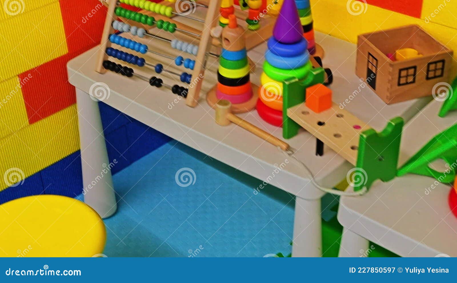 Educational Toy for Babies on the Table. Concept of Education Learning