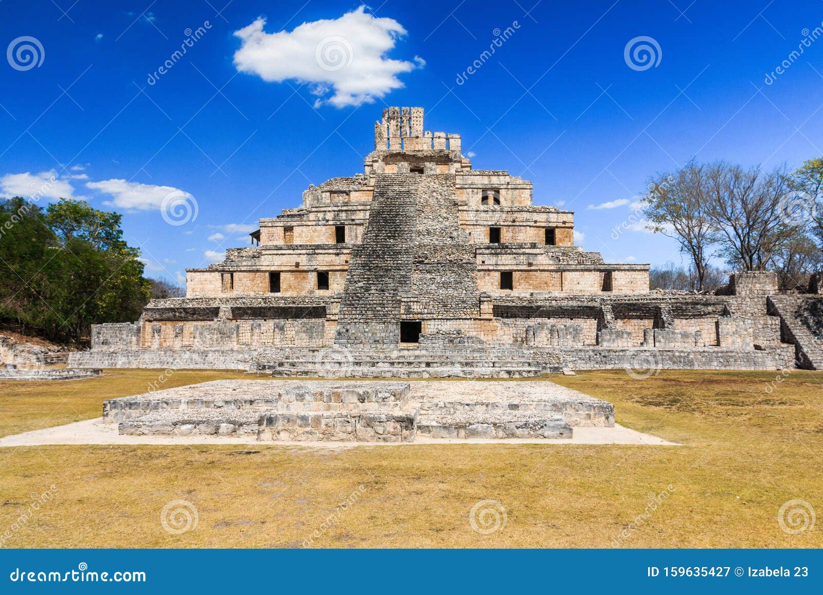 edzna, mexico. edzna mayan city. the pyramid of the five floors.