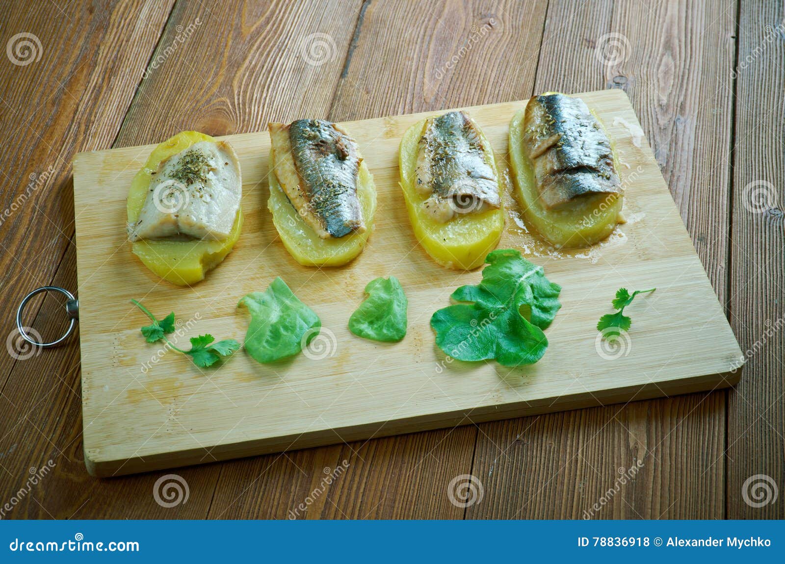 eel with baked potatoes