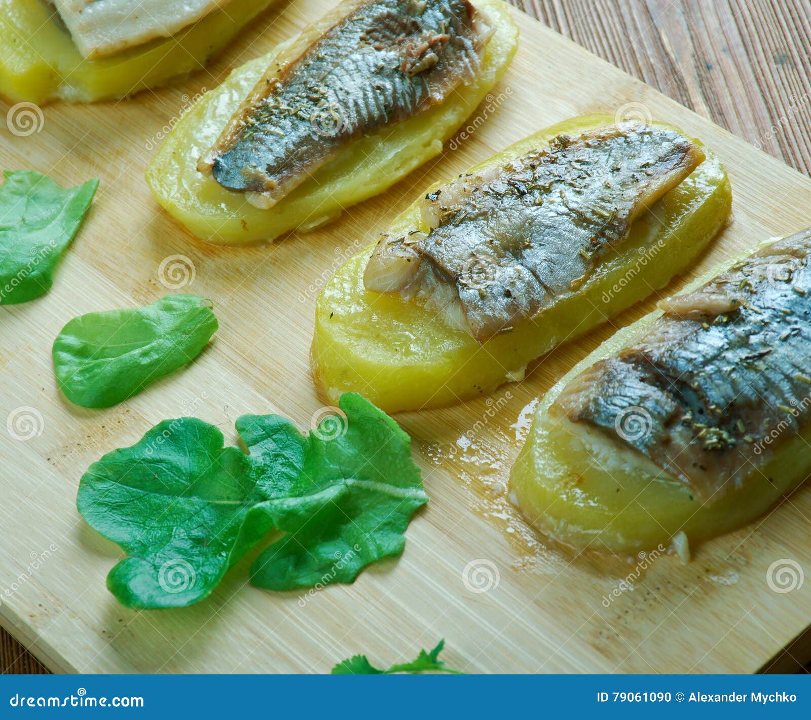 eel with baked potatoes