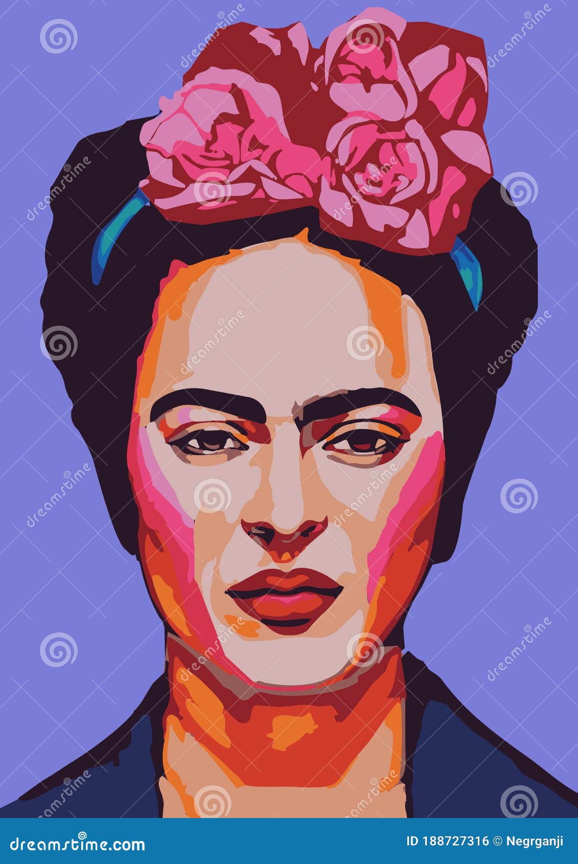 Een Kleurrijk Vectorportret Van Frida Kahlo Een Mexicaanse Schilder ...