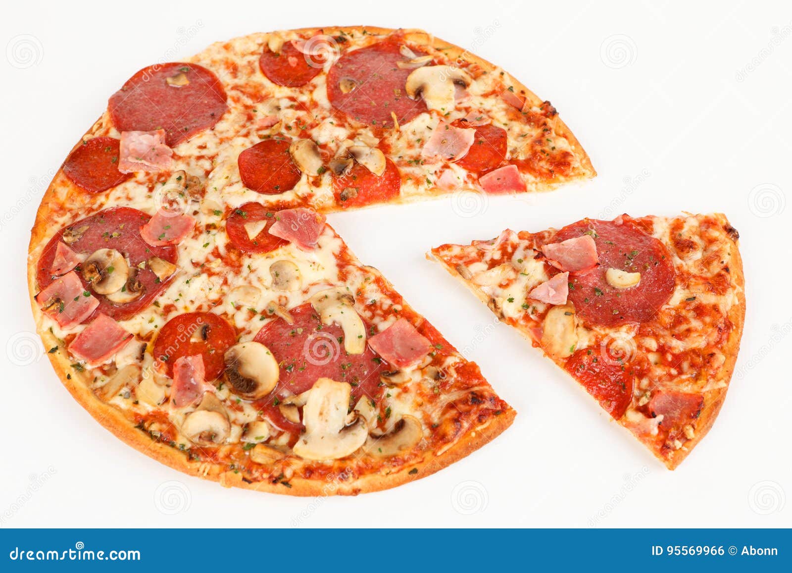 Een Pizza Met Ham En Salami Stock Foto Image of maaltijd, traditioneel 95569966