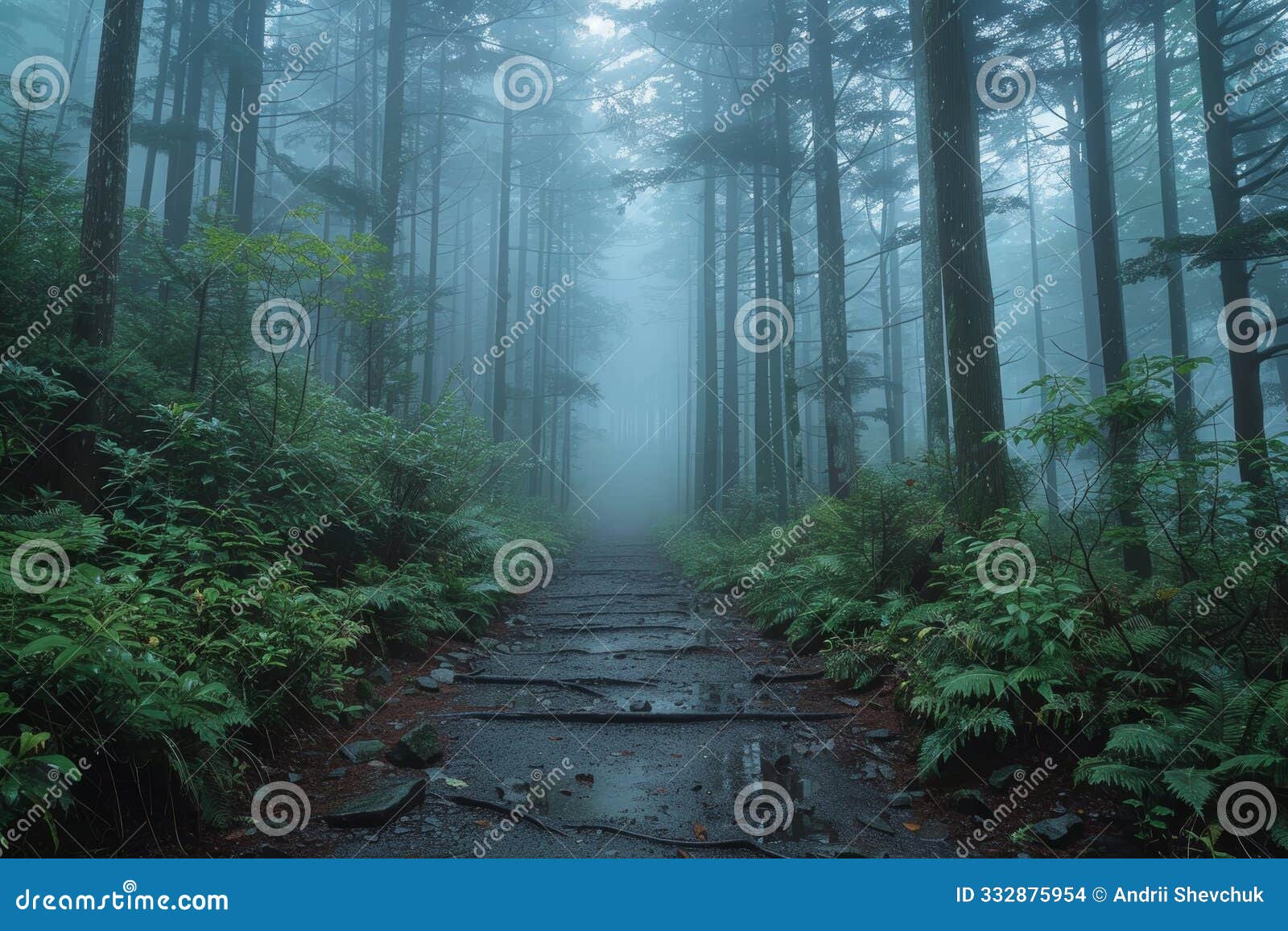 misty path through aokigahara forest in japan's fuji-hakone-izu national park