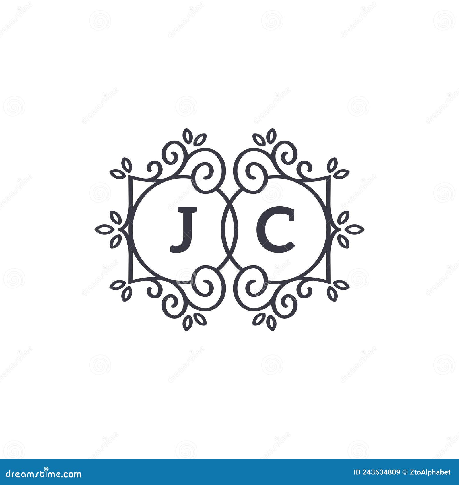 Eerste Jc - Logo Floral Swirl Letter Design Vector Illustratie ...