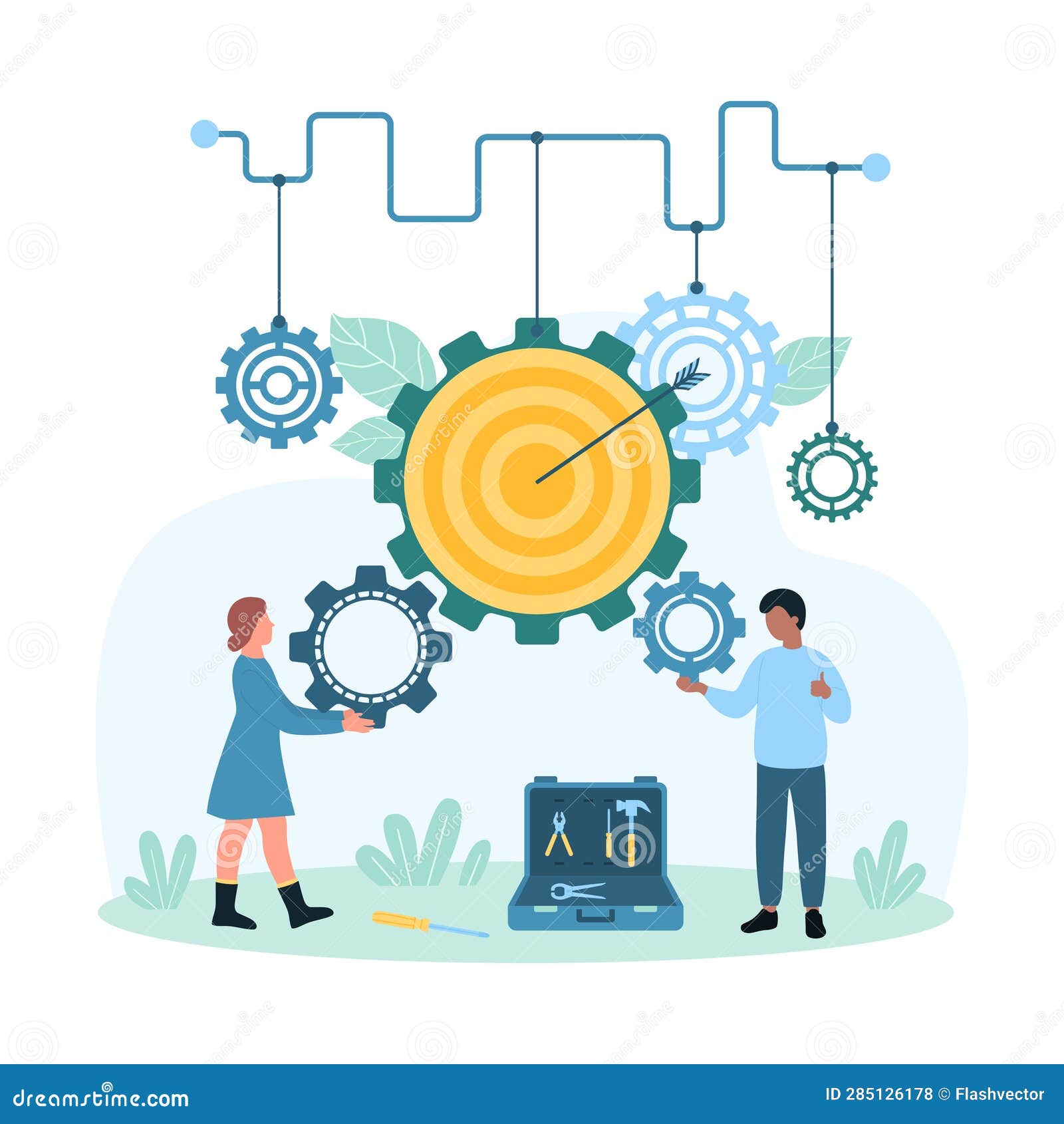Effective Development, Management Efficiency and Business Process Control  by Tiny People Stock Vector - Illustration of process, people: 285126178, image size:1600x1690
