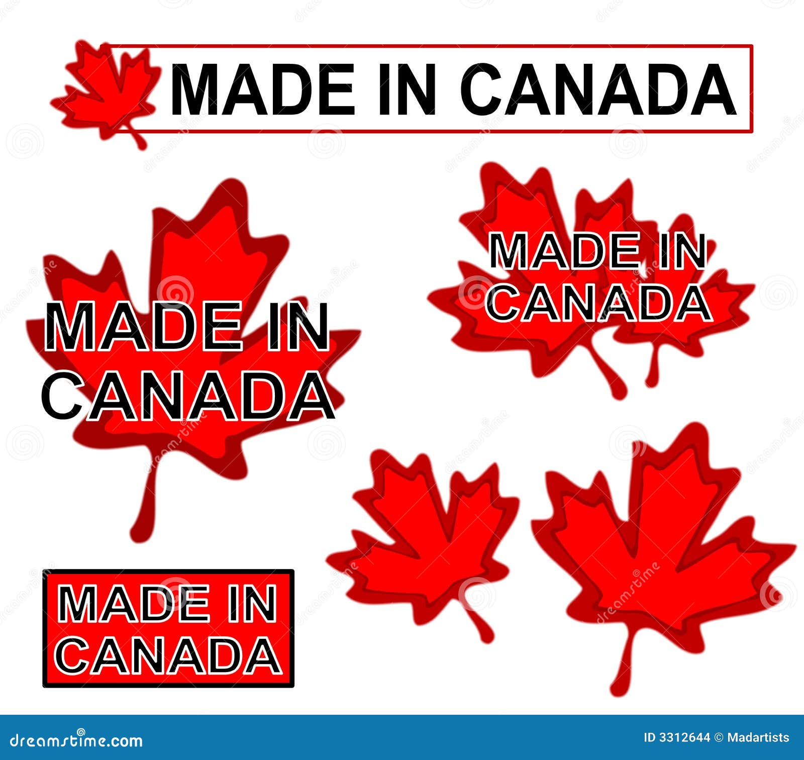 Effectué Dans Des étiquettes De Produit Du Canada Illustration Stock
