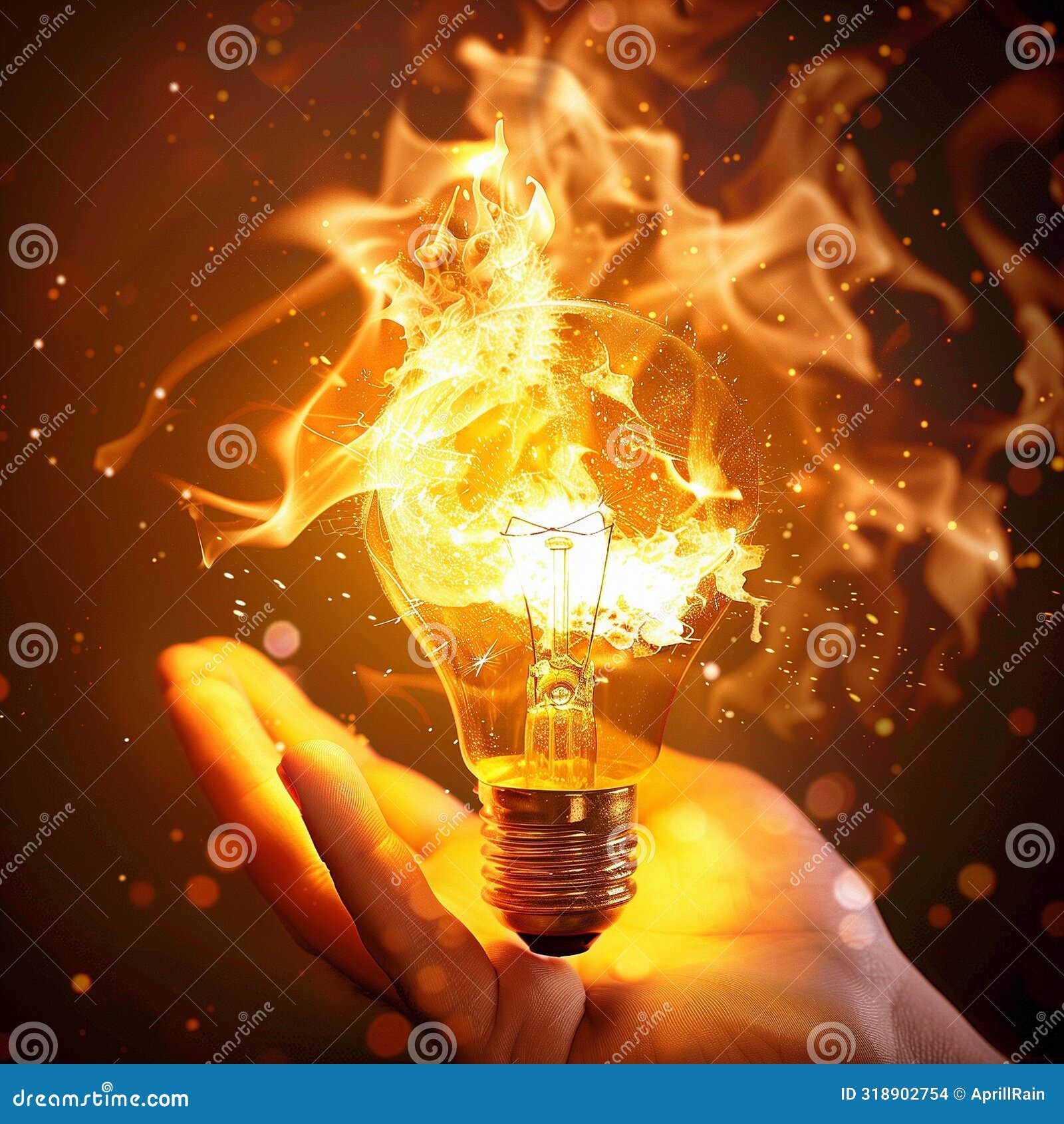 Efficiency, Productivity and Energy. Light Bulb, Light, Concept Stock