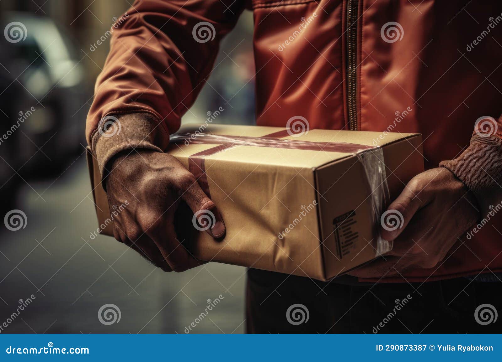 Efficient Hands Delivery Man Parcel. Generate Ai Stock Illustration