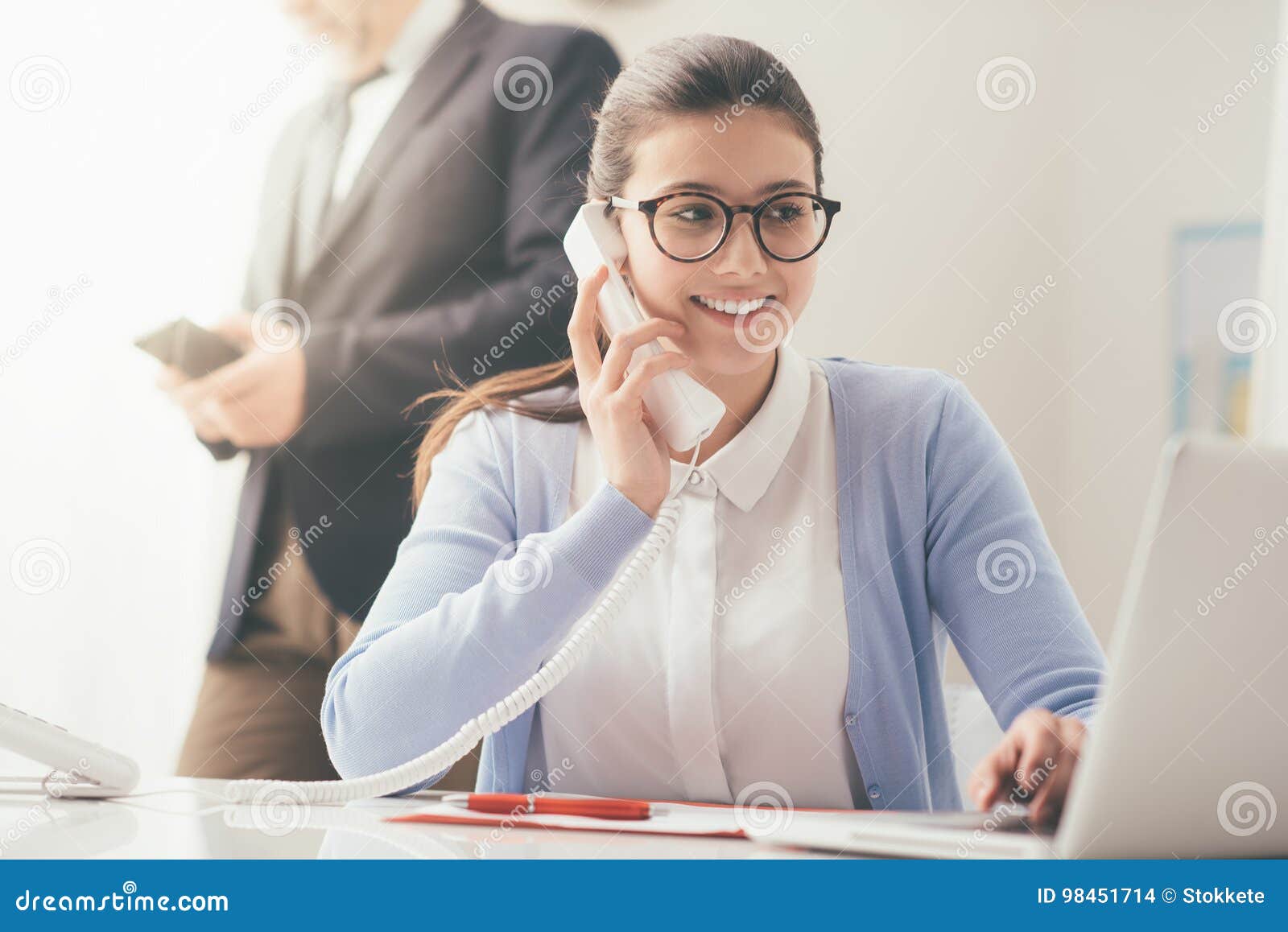 efficient secretary on the phone