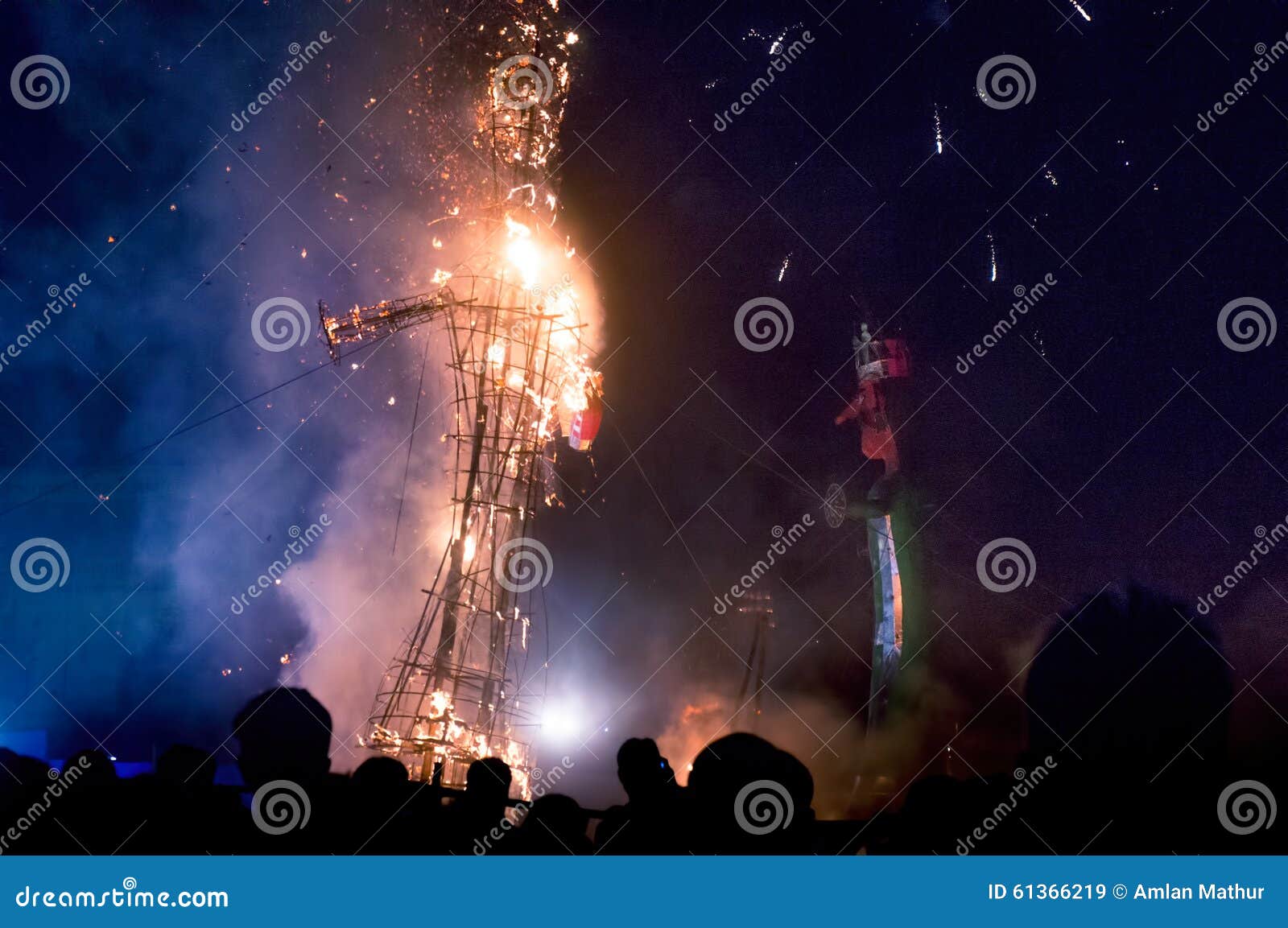 effigy of ravan being burnt on dussera