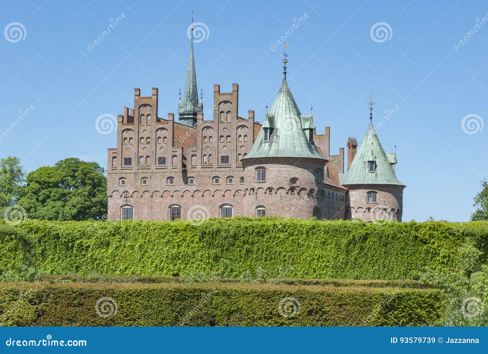 Egeskov Castle in Denmark Behind Hedge Stock Image Image of history