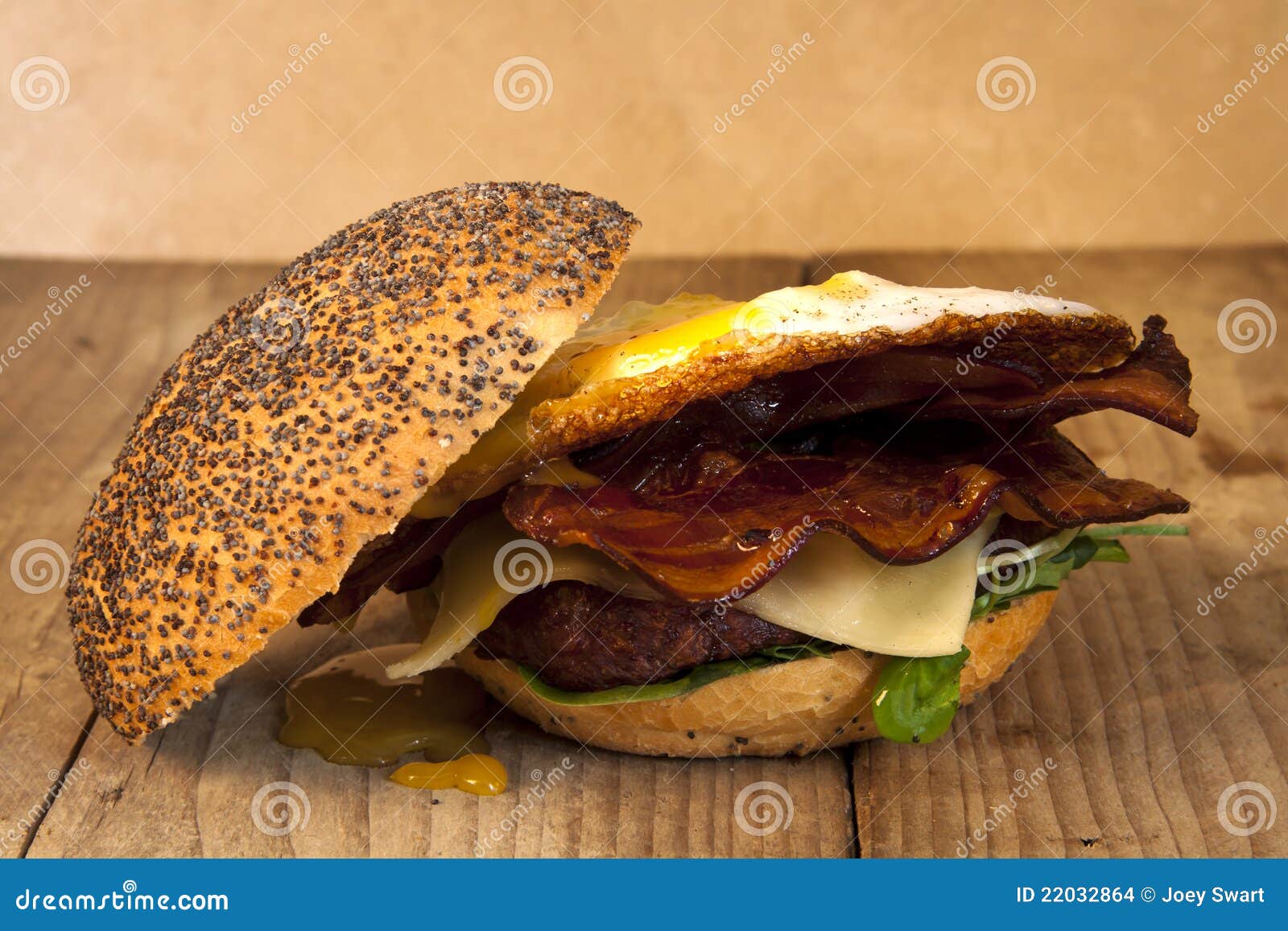 Egg, Bacon and Cheese Burger. Stock Photo - Image of grease, diner