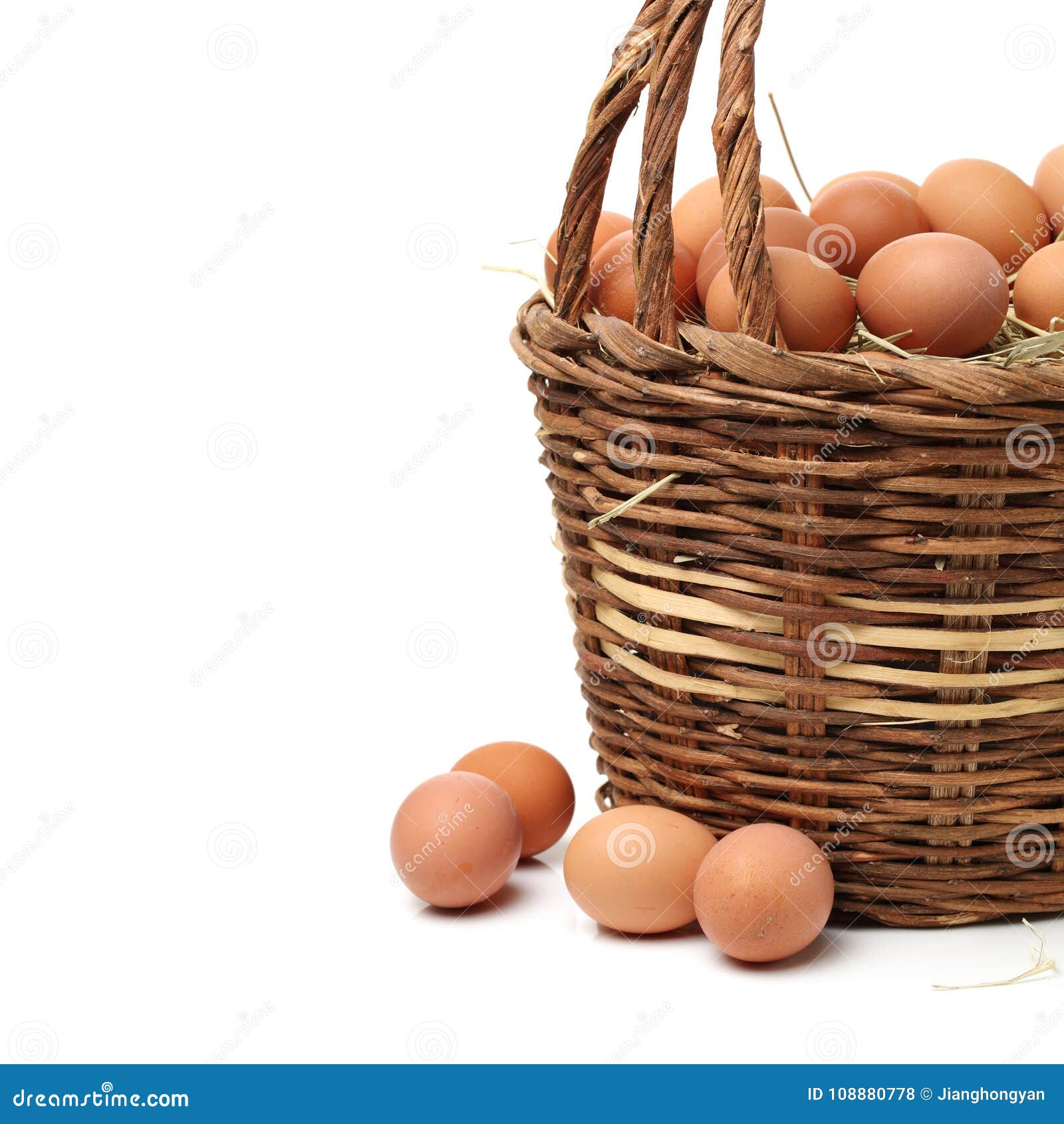 Egg in basket wicker stock photo. Image of abstract 108880778
