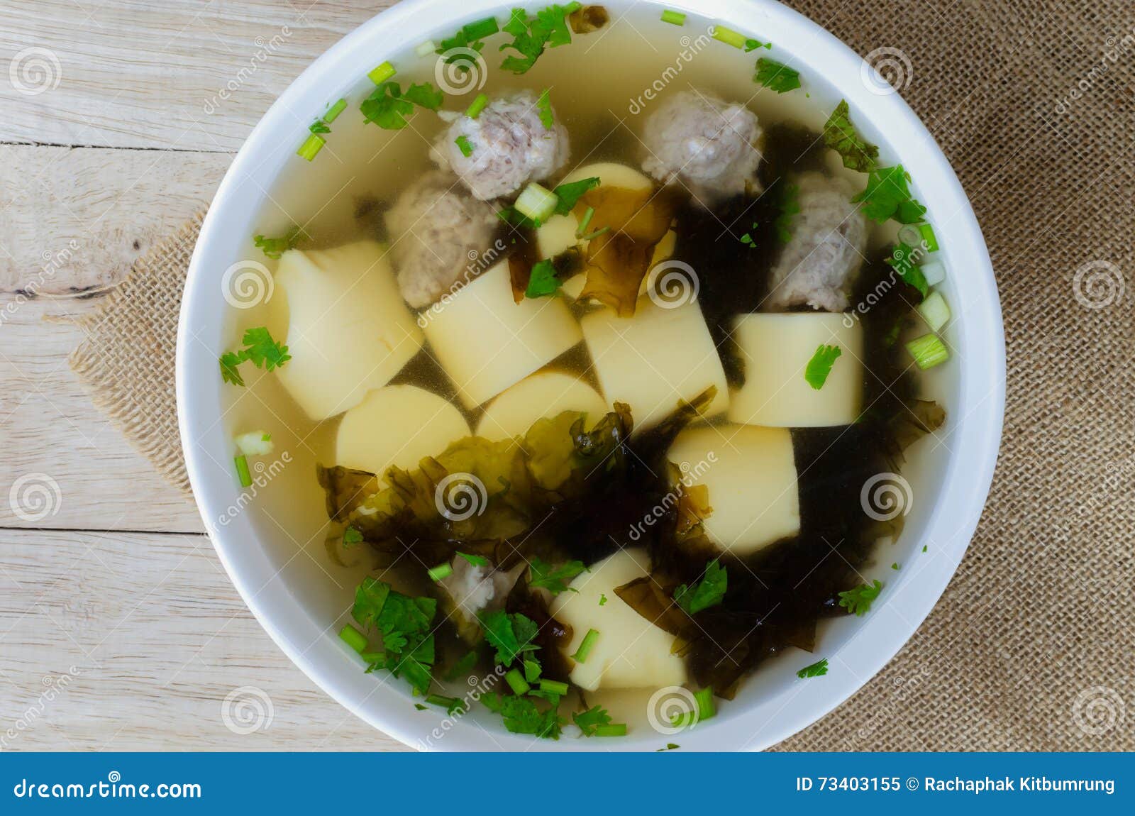 Egg Bean Curd Soup with Pork Thai Style Stock Image Image of bowl