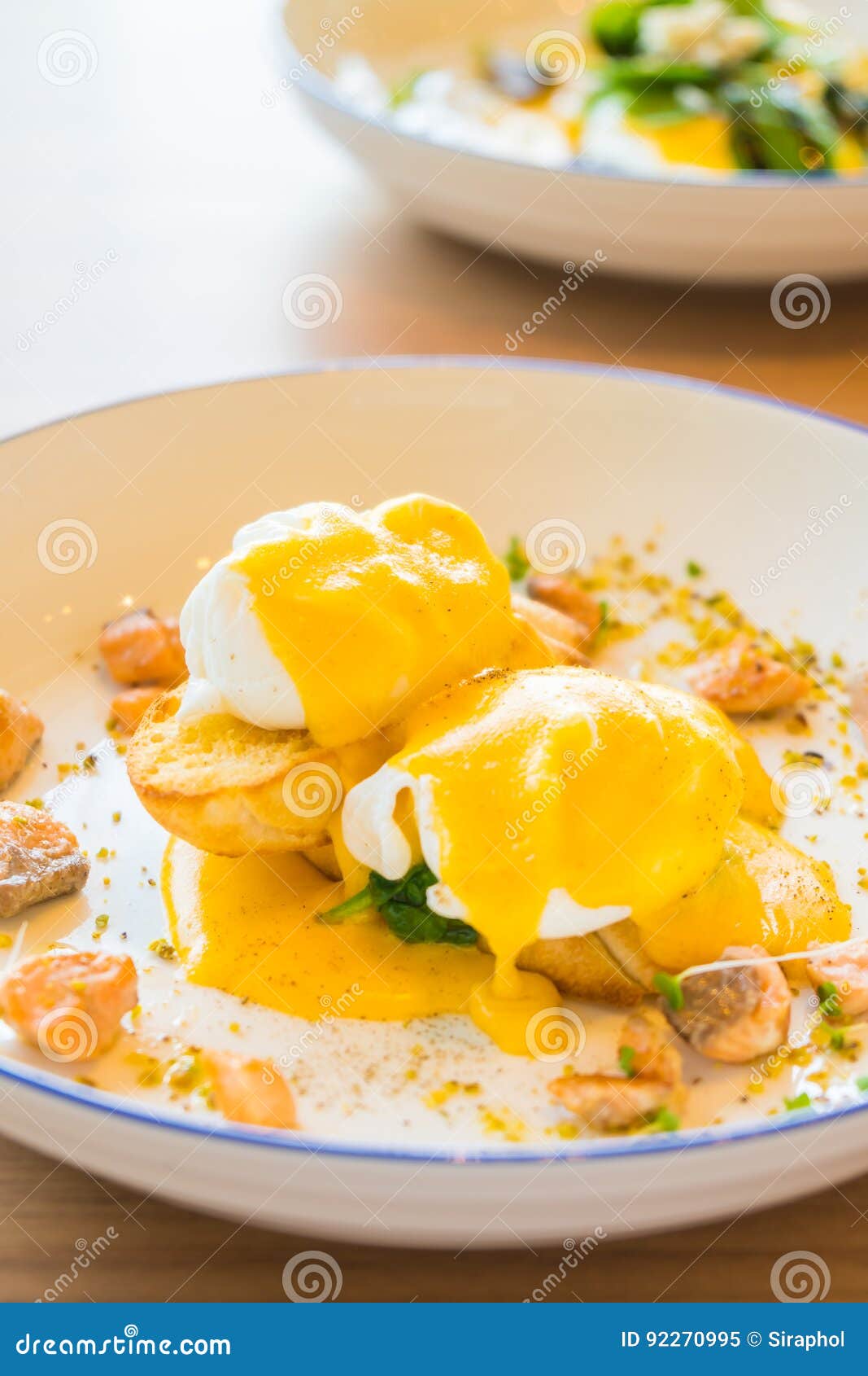 Egg benedict with salmon stock image. Image of english 92270995