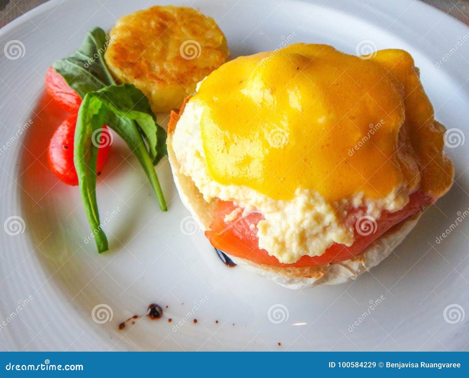 Egg Benedict Smoked Salmon Breakfast Morning Homemade Stock Image