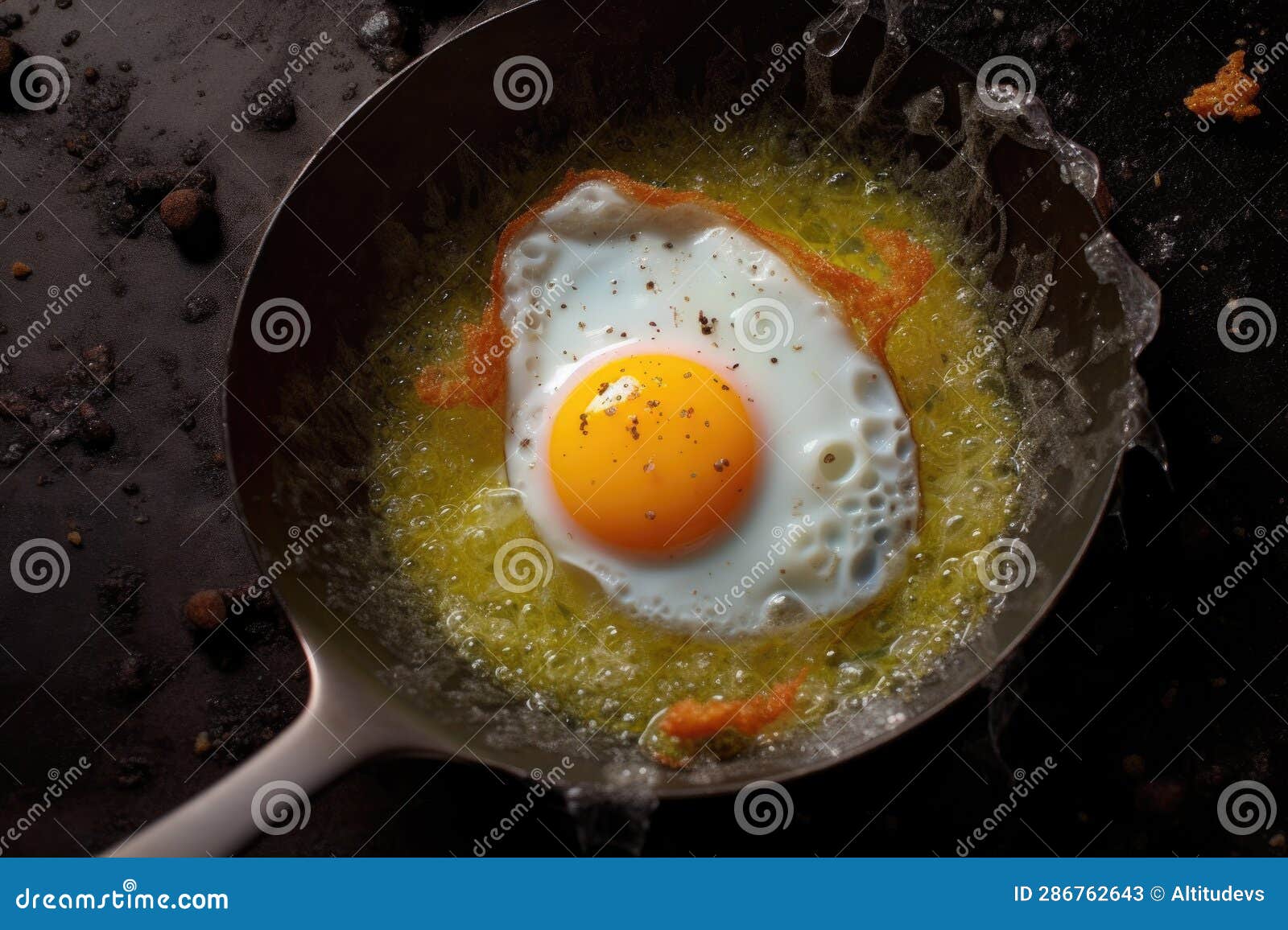 Egg with Broken Yolk in Frying Pan Stock Image Image of broken