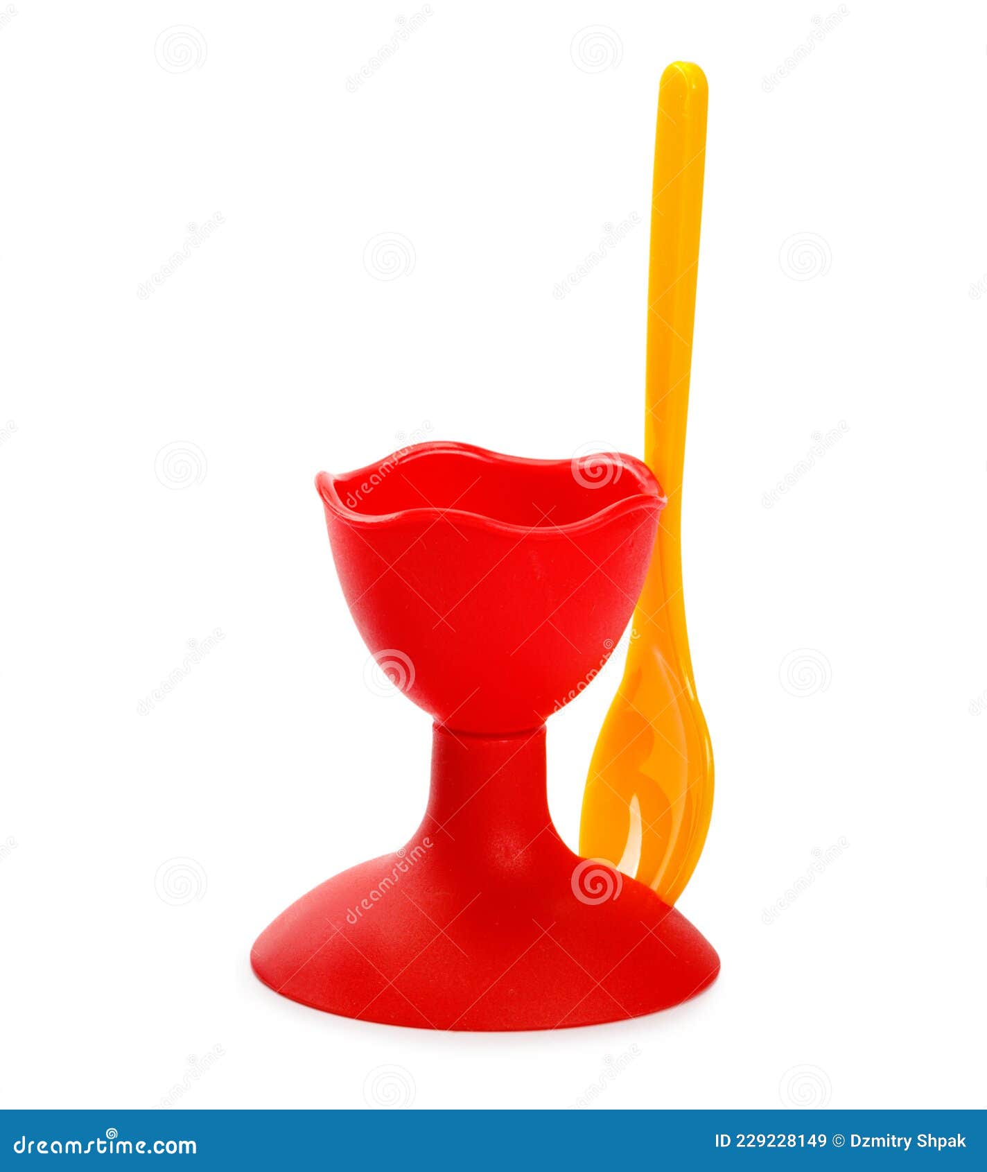Egg Cup. Empty Plastic Red Egg Stand Stock Image Image of background
