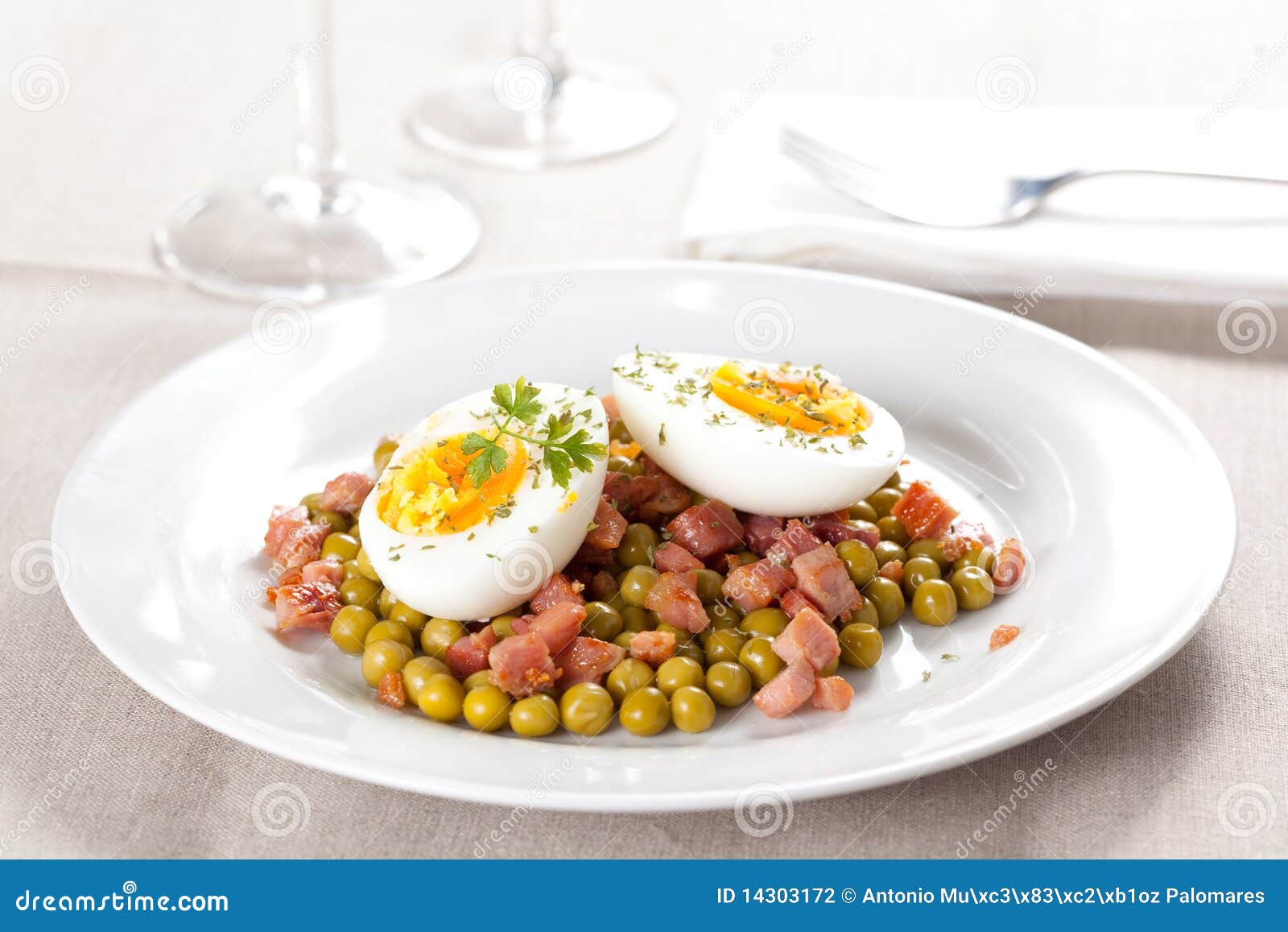 Egg dish with ham and peas stock photo. Image of gourmet - 14303172