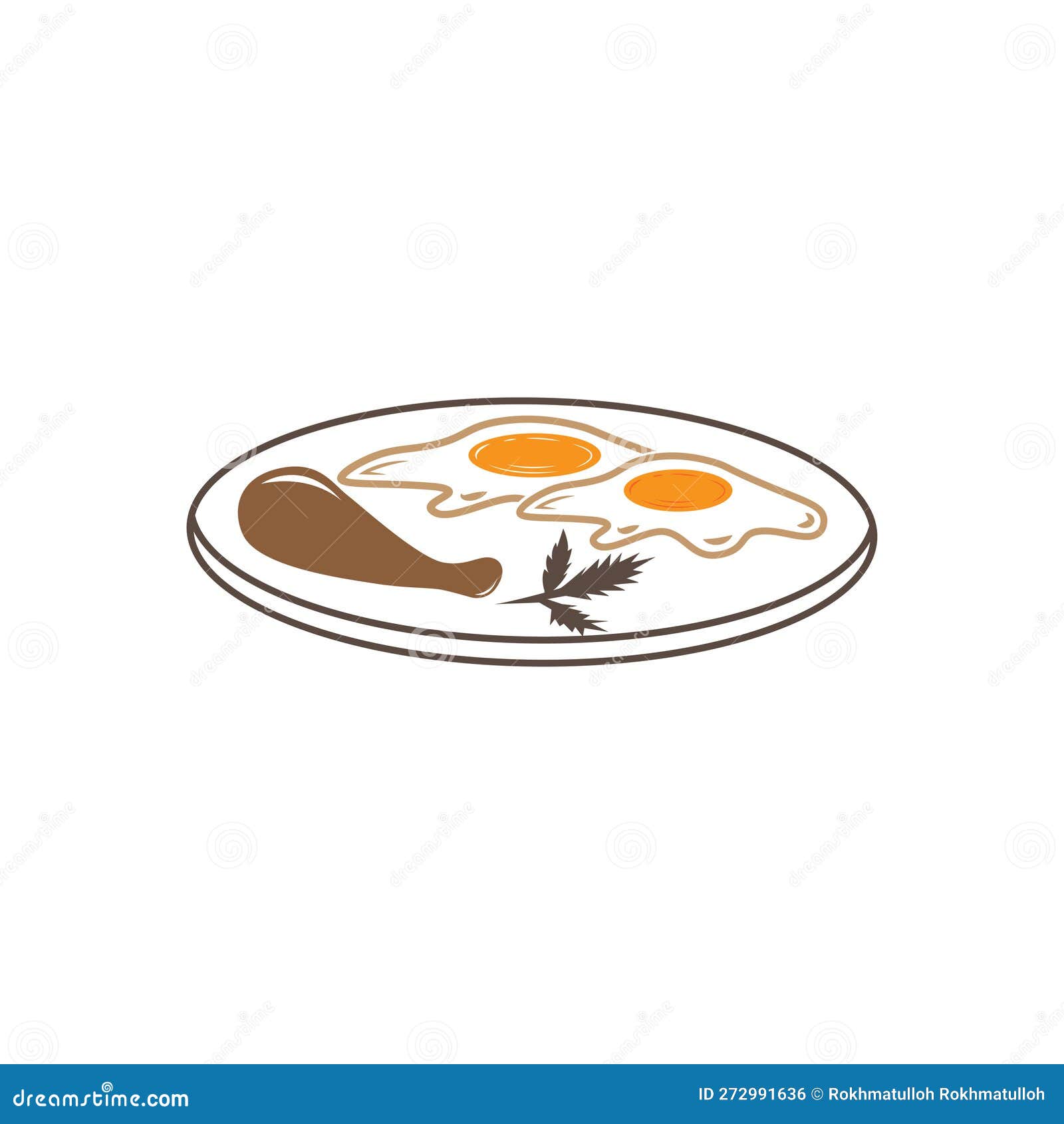 Egg Dish Plate Design Vector Line Illustration Stock Vector