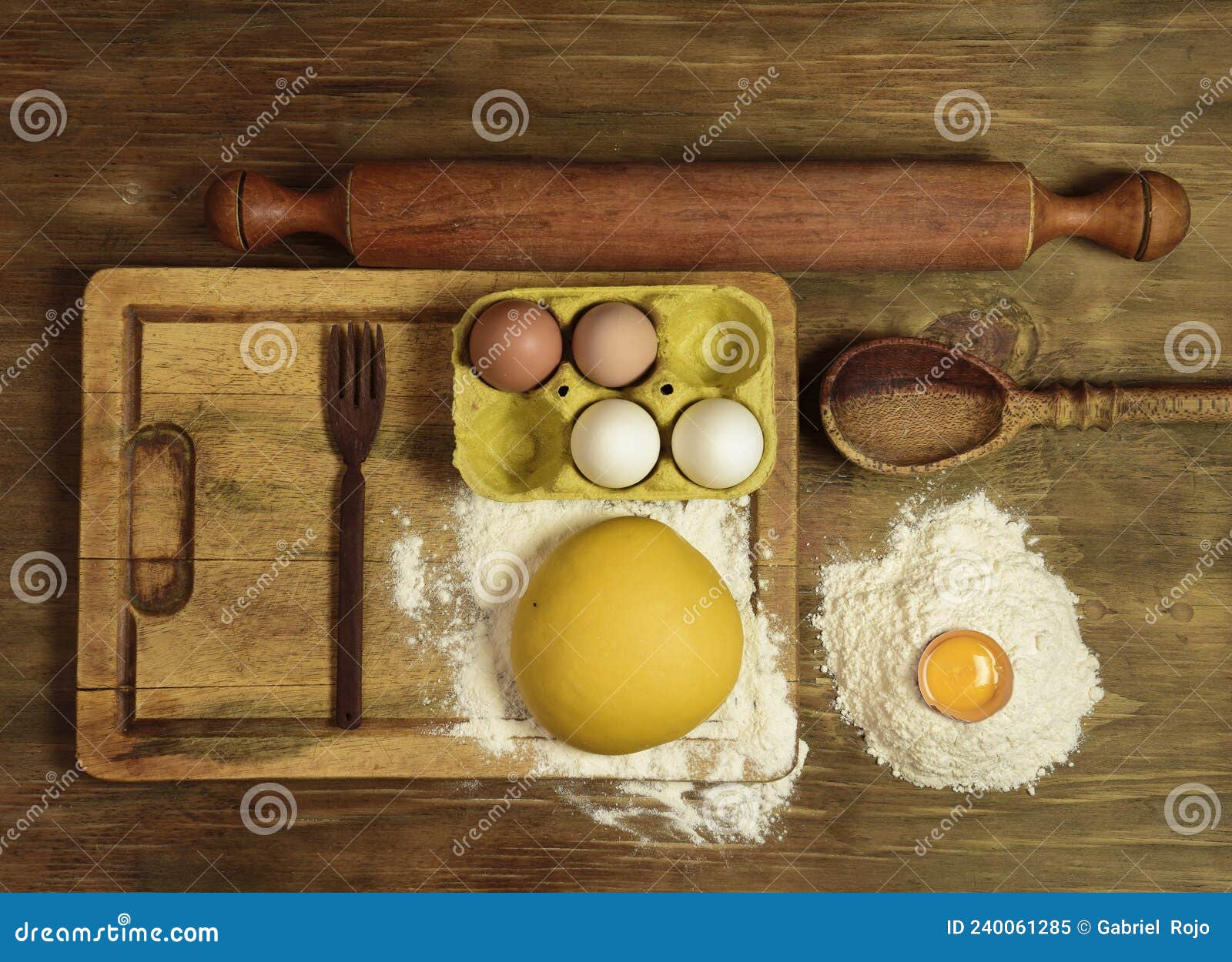 Egg Dough for Noodles, with Ingredients Able Stock Image Image of