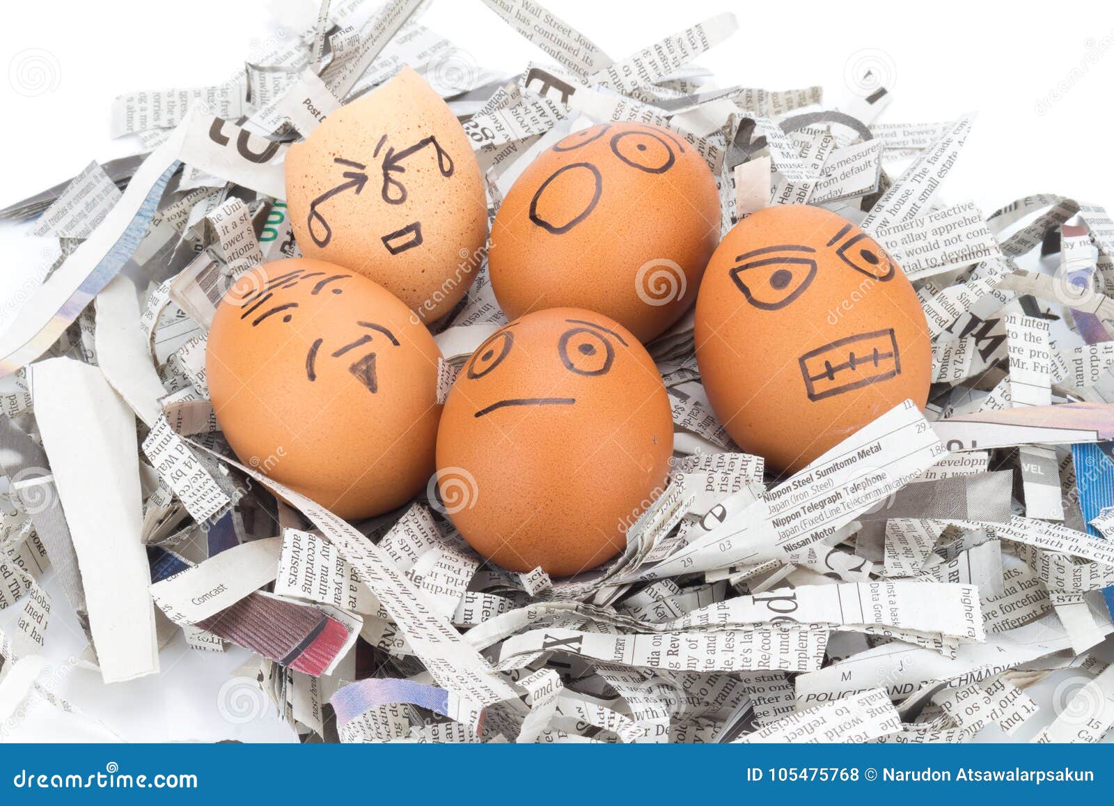Egg Face on Newspapers Recycle Stock Photo Image of close, comic