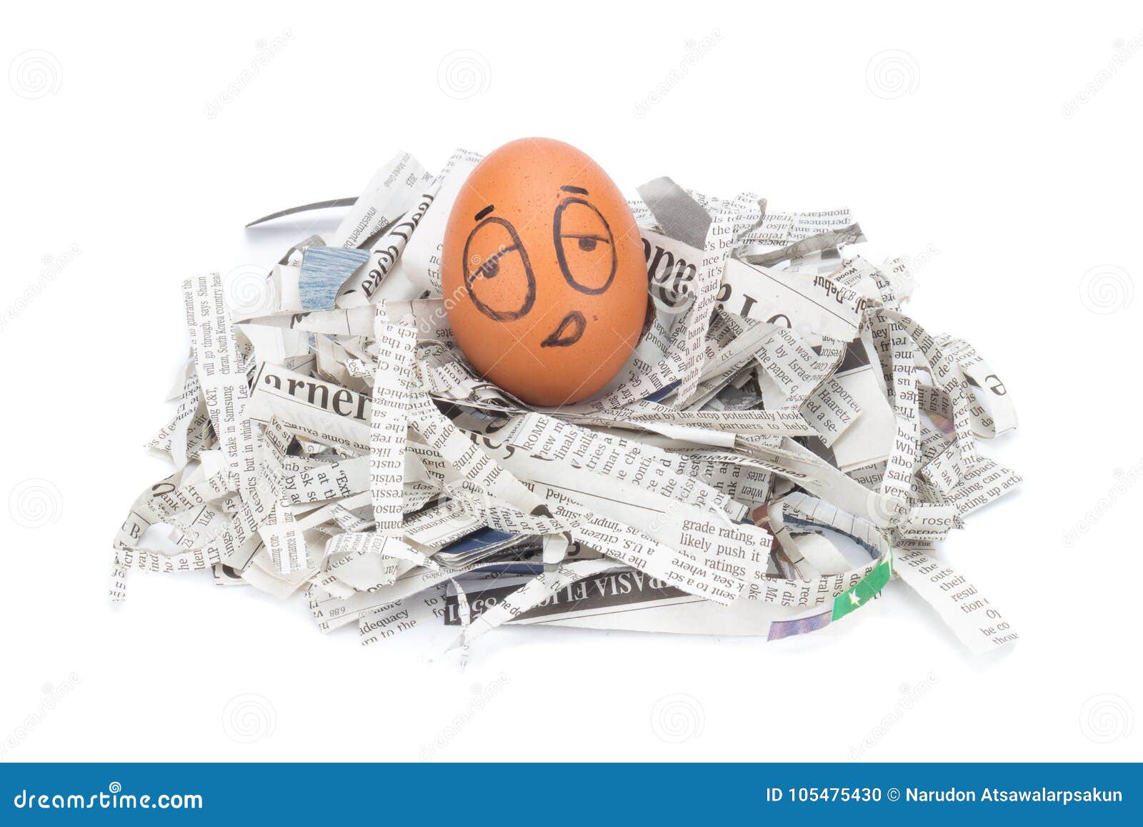 Egg Face Sleepy on Newspapers Recycle Stock Photo Image of eggshell