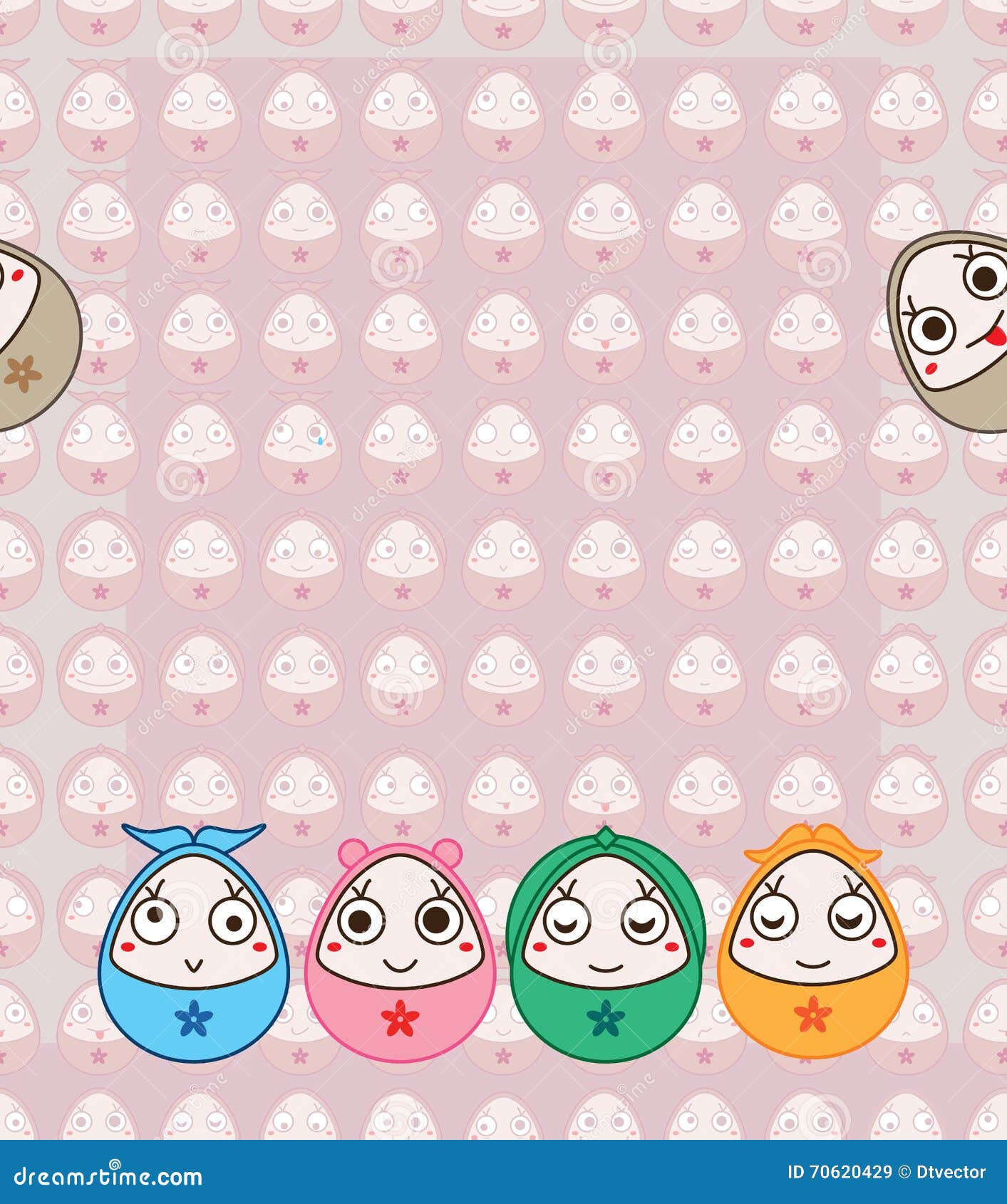 Egg Fun Face Face Frame Seamless Pattern Stock Vector Illustration of