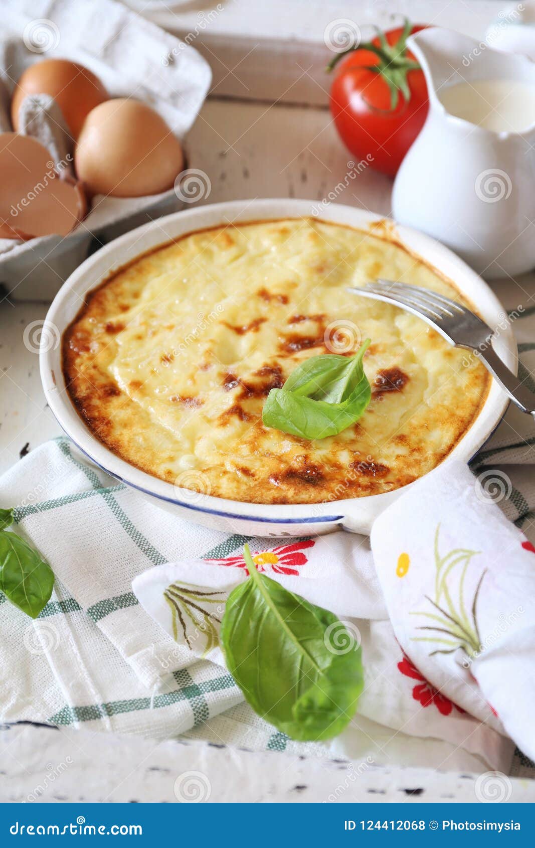 Egg Gratin. Baked Omelette with Mashed Potatoes Stock Photo Image of