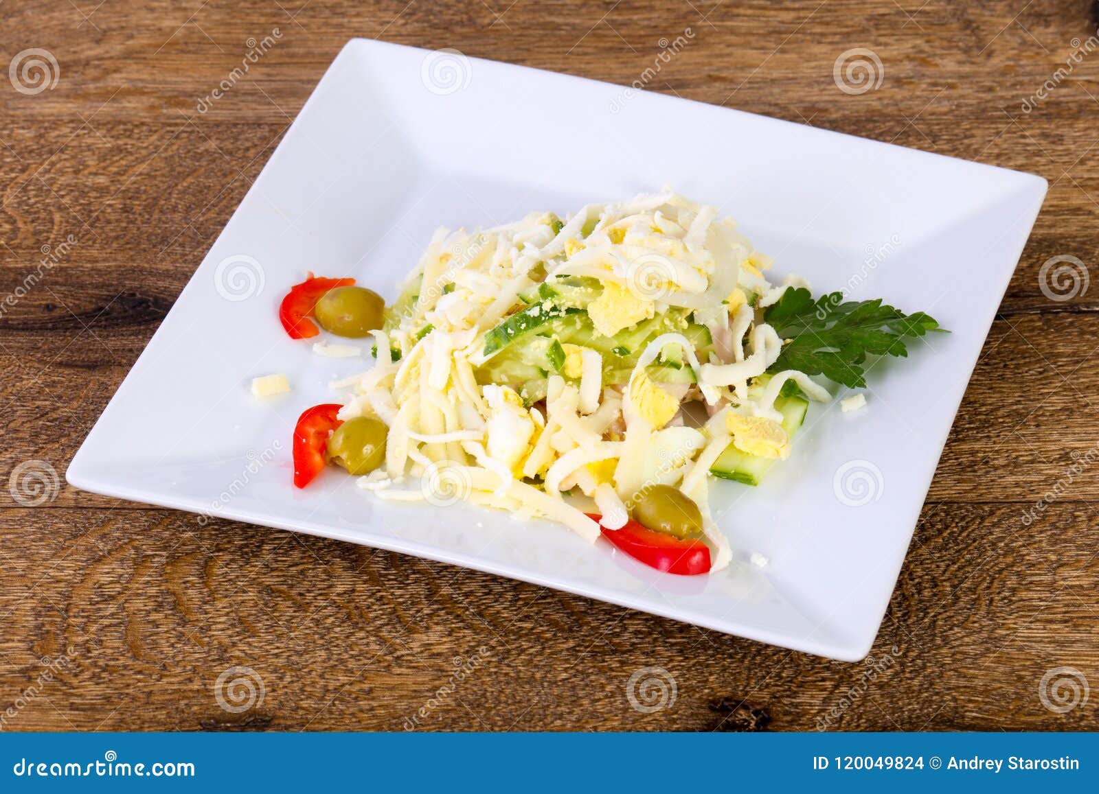 Egg and ham salad stock photo. Image of potato, snack 120049824