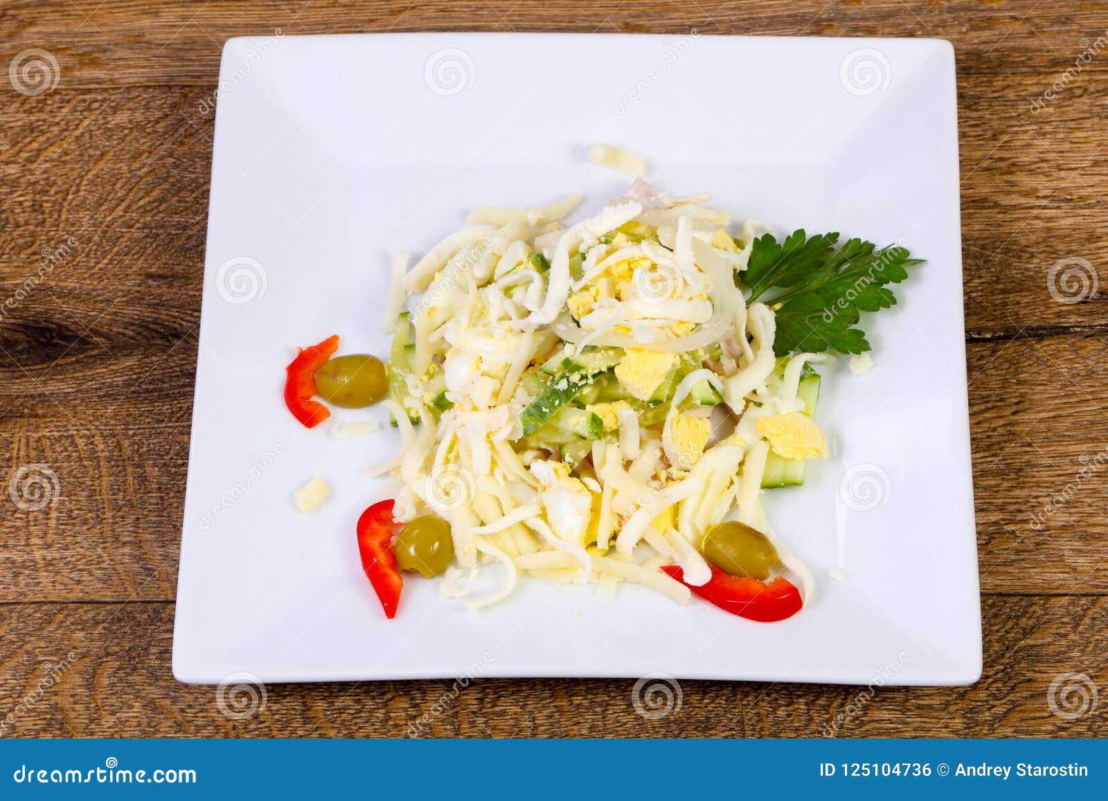 Egg and ham salad stock photo. Image of food, potato 125104736
