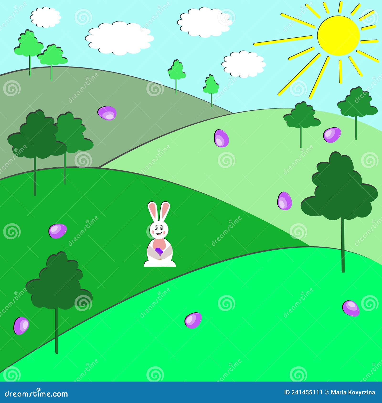 Easter Bunny with Eggs Vector Illustration Stock Vector Illustration