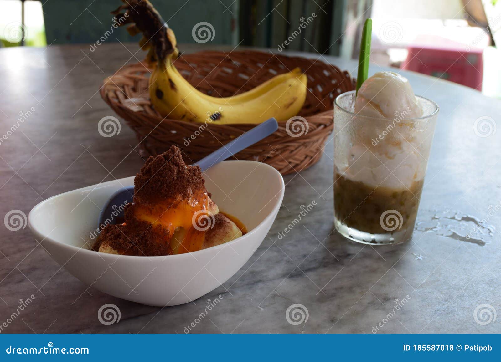 Egg Ice Cream with Cocoa Powder Stock Photo Image of spoon, splinkled