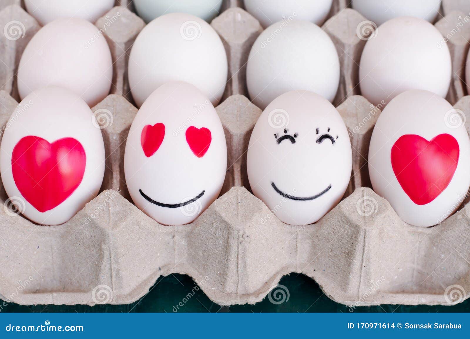 Egg in Love and Happy Eggs. Happy Valentines Day Stock Photo - Image of