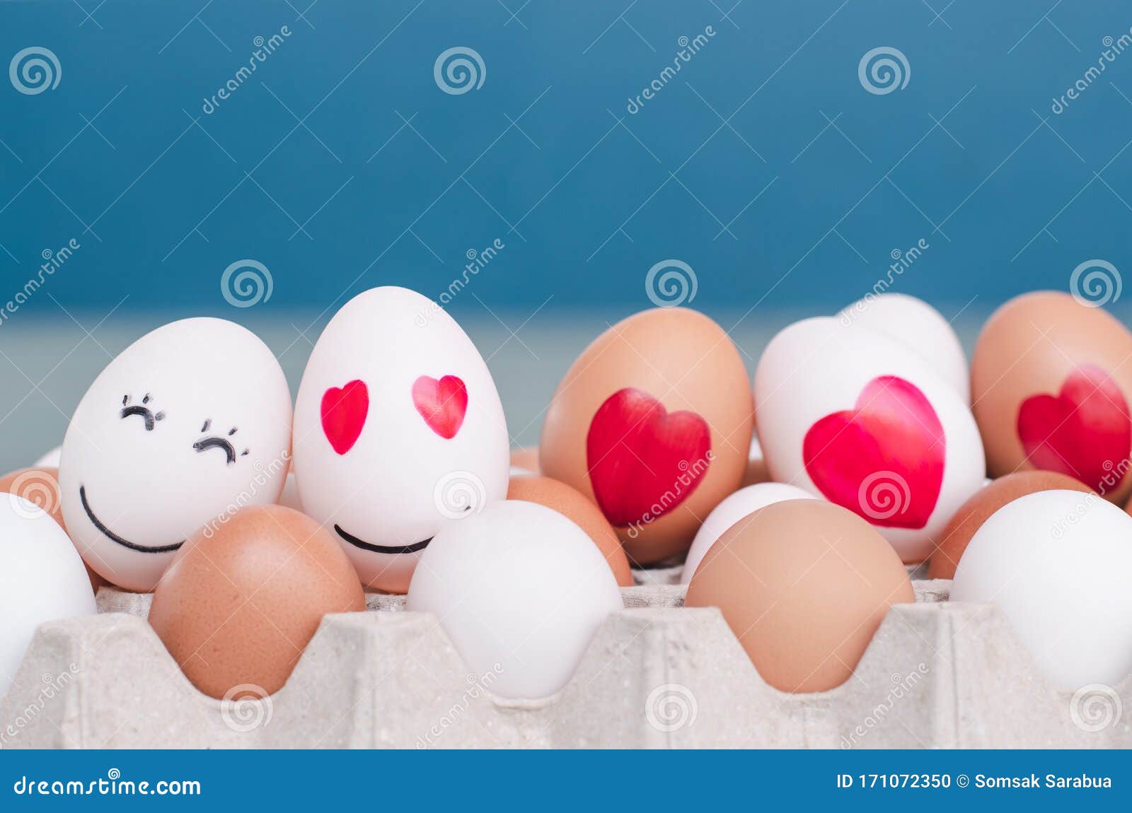 Egg in Love and Happy Eggs. Happy Valentines Day Stock Photo - Image of