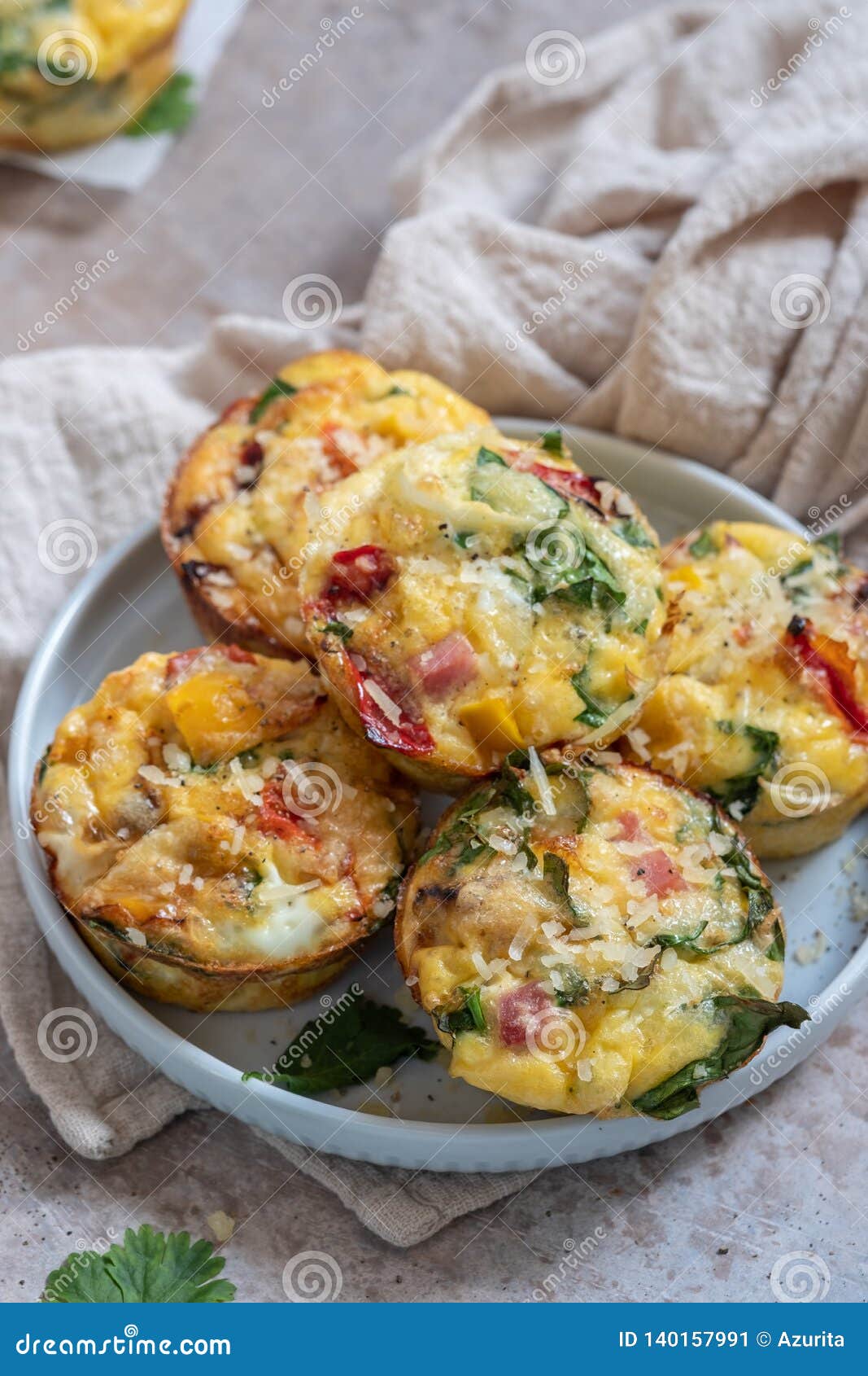 Egg Muffins with Ham, Cheese and Vegetables Stock Image Image of