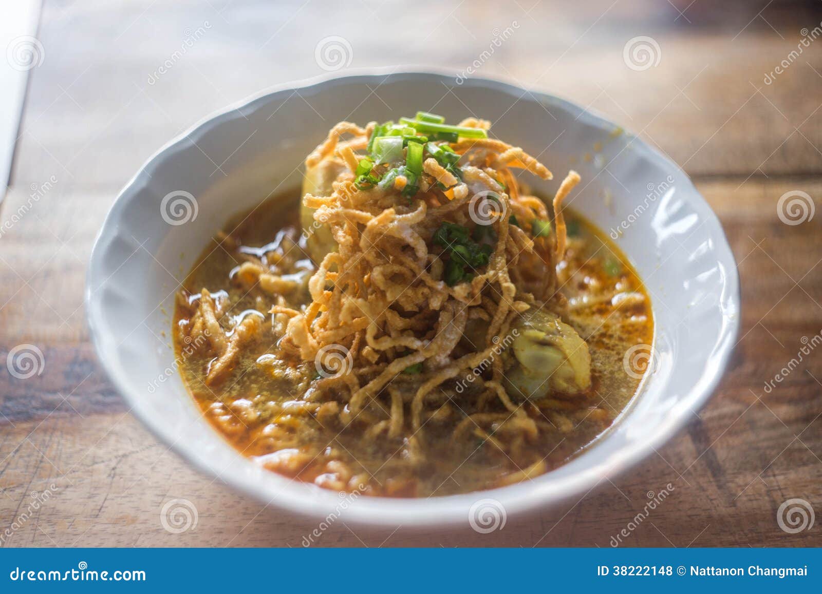 Egg Noodle in Chicken Curry (Kao Soi Kai ) Stock Photo Image of