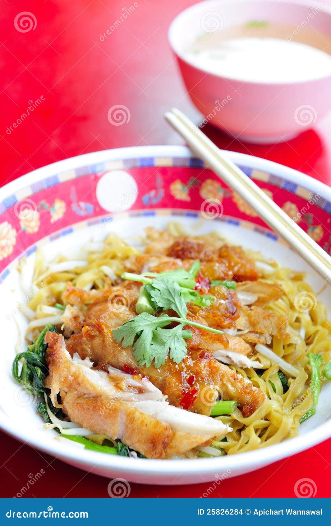 Egg Noodle with Fried Chicken Stock Photo Image of china, dishware 25826284