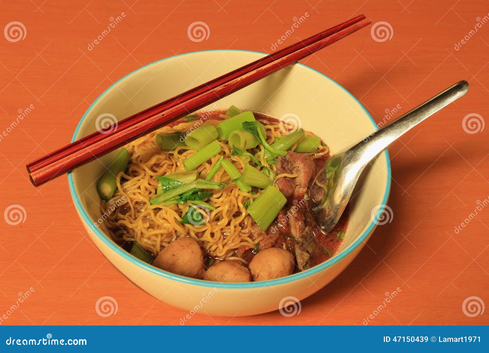 Egg Noodle with Thicken Soup and Mix Meat Stock Image Image of tasty