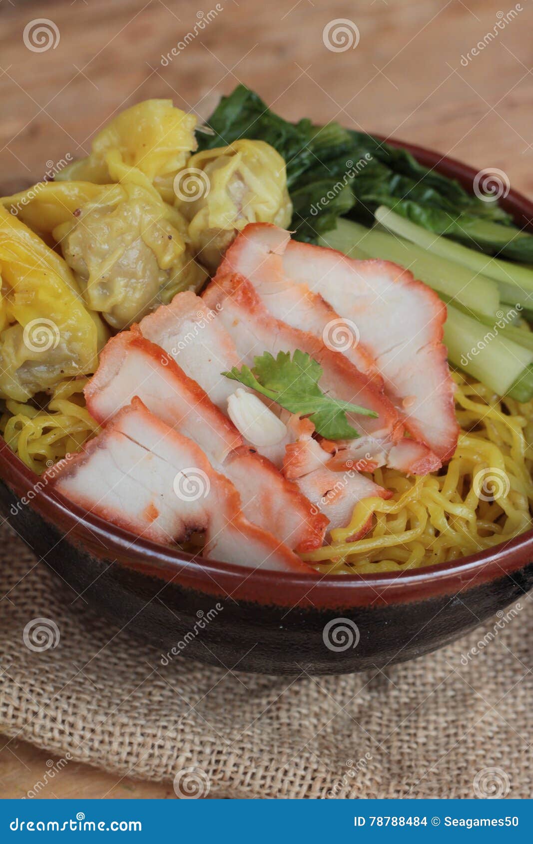Egg Noodles with Pork and Dumpling is Delicious. Stock Photo Image of