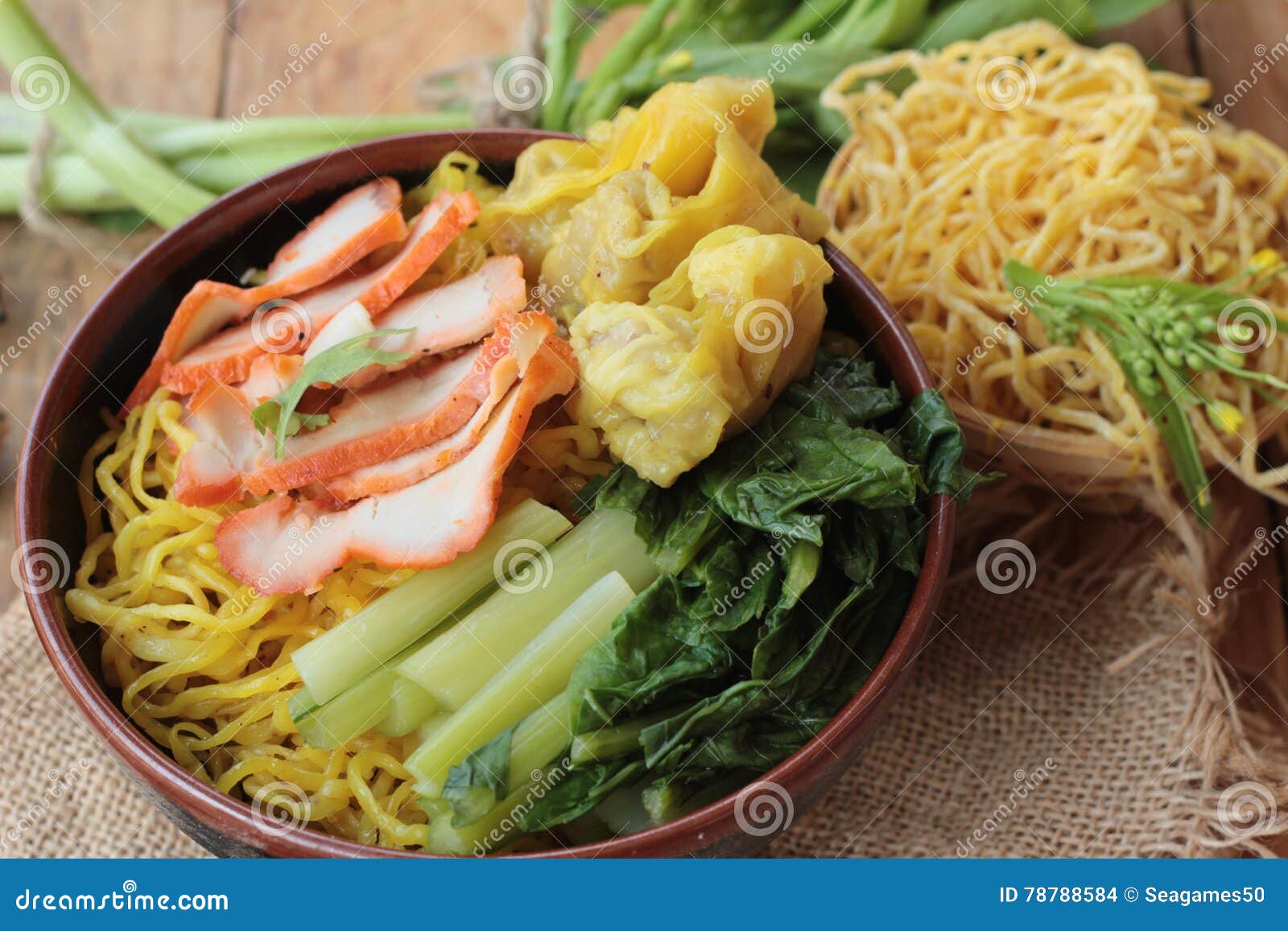 Egg Noodles with Pork and Dumpling is Delicious. Stock Photo Image of