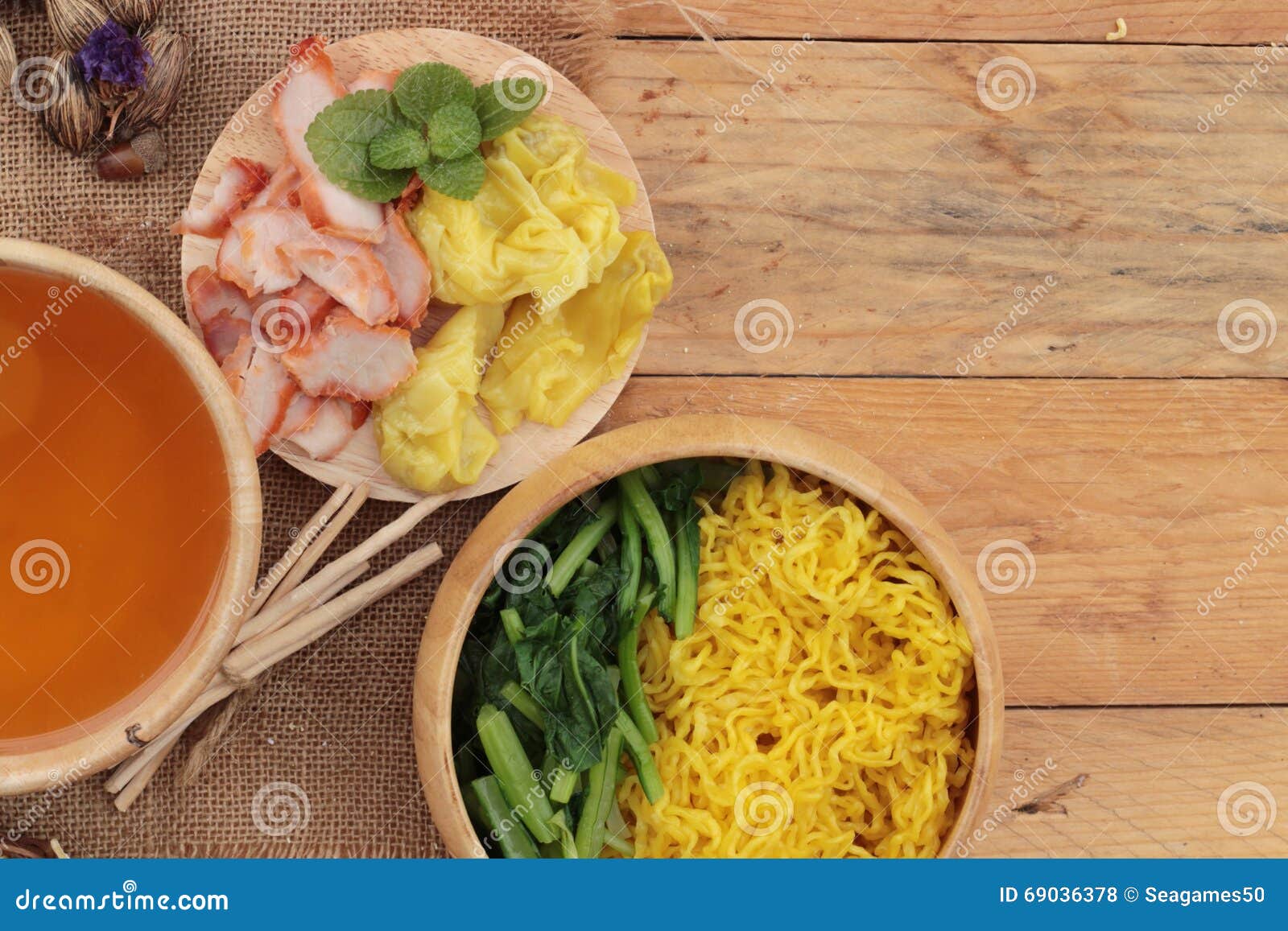 Egg Noodles with Pork and Dumpling in Soup. Stock Photo Image of diet