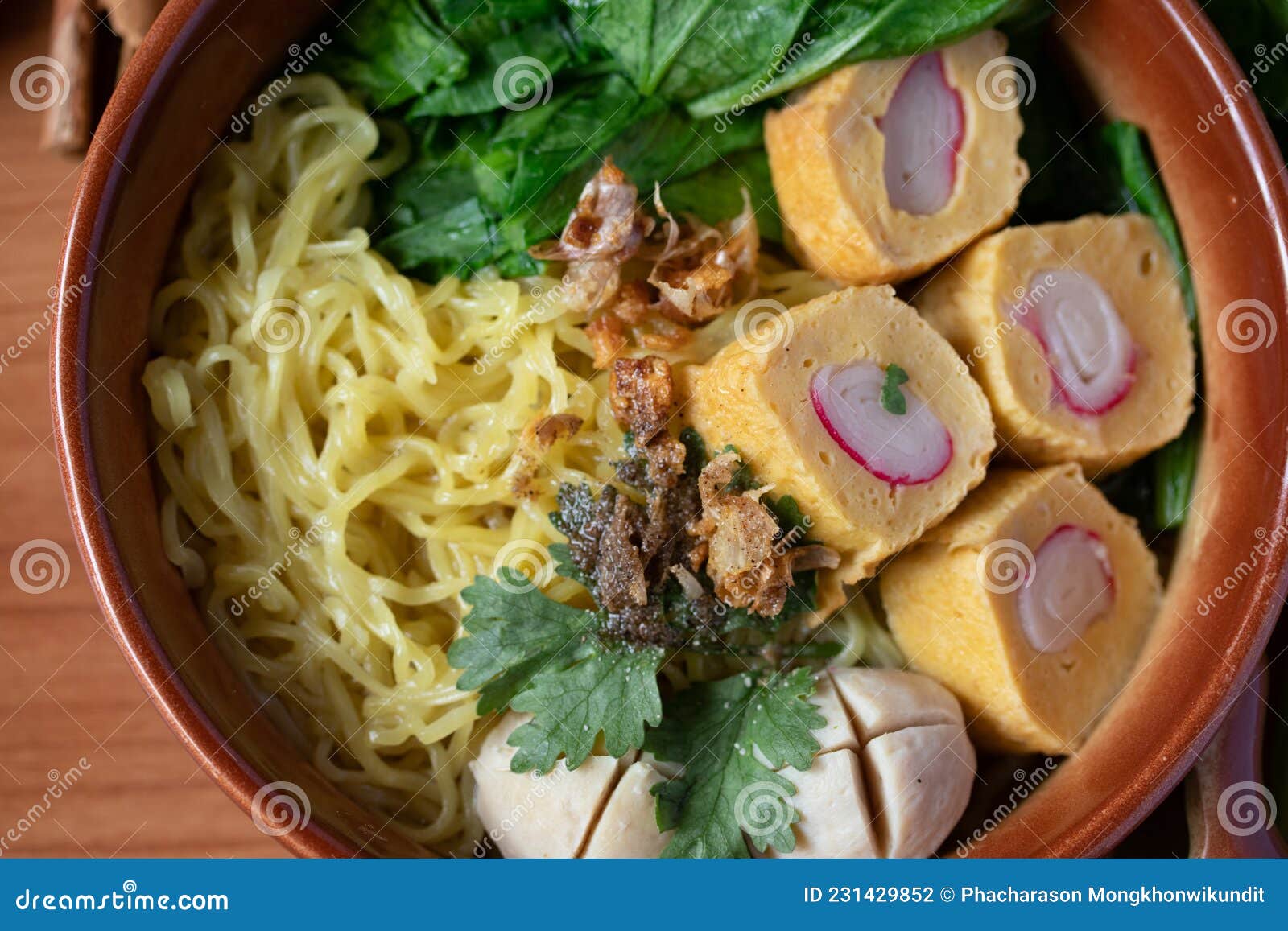 Egg Noodles with Pork Meatballs and Vegetables Noodles Thai Style Stock Photo Image of chinese