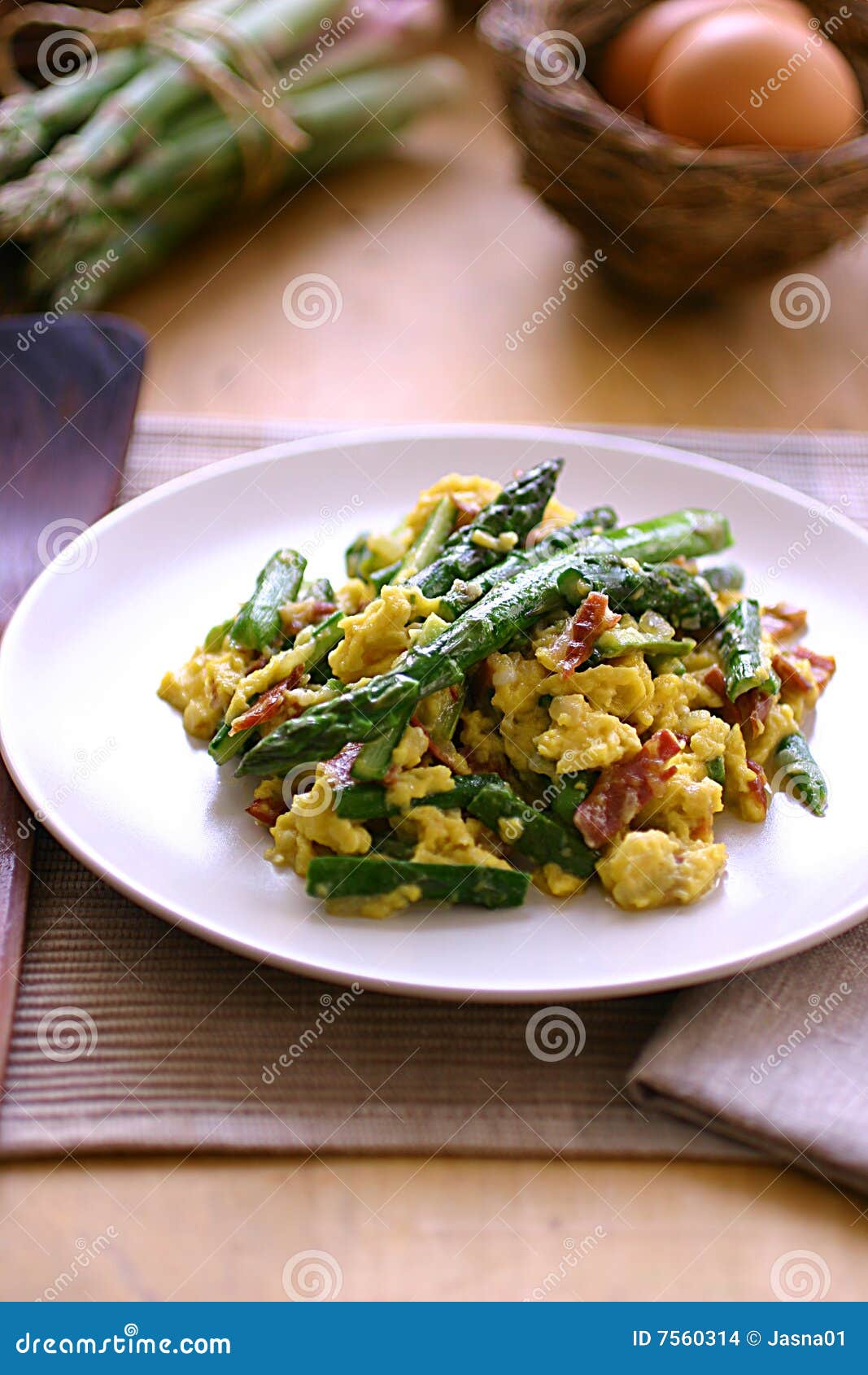Egg Omelette with Asparagus Stock Photo Image of napkin, europe 7560314