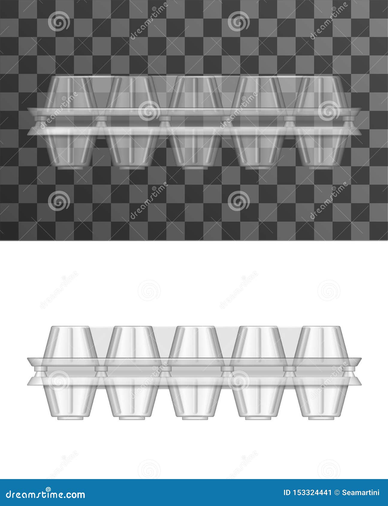 Download Egg Pack Mockups, Plastic Trays Or Containers Stock Vector ...