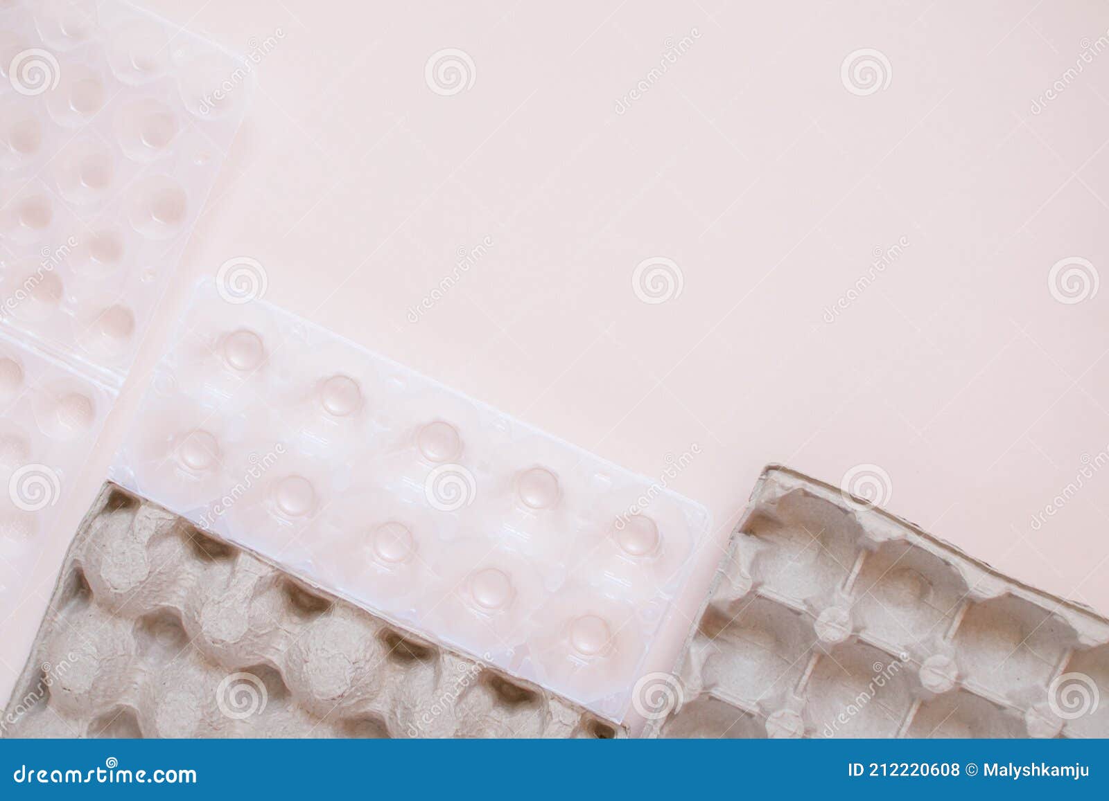 Egg Packaging Recyclable and Plastic. Waste Sorting Stock Photo