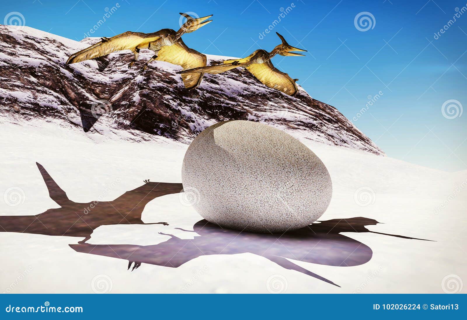 Egg and Pterodactyl 3d Rendering Stock Illustration - Illustration of  nature, danger: 102026224