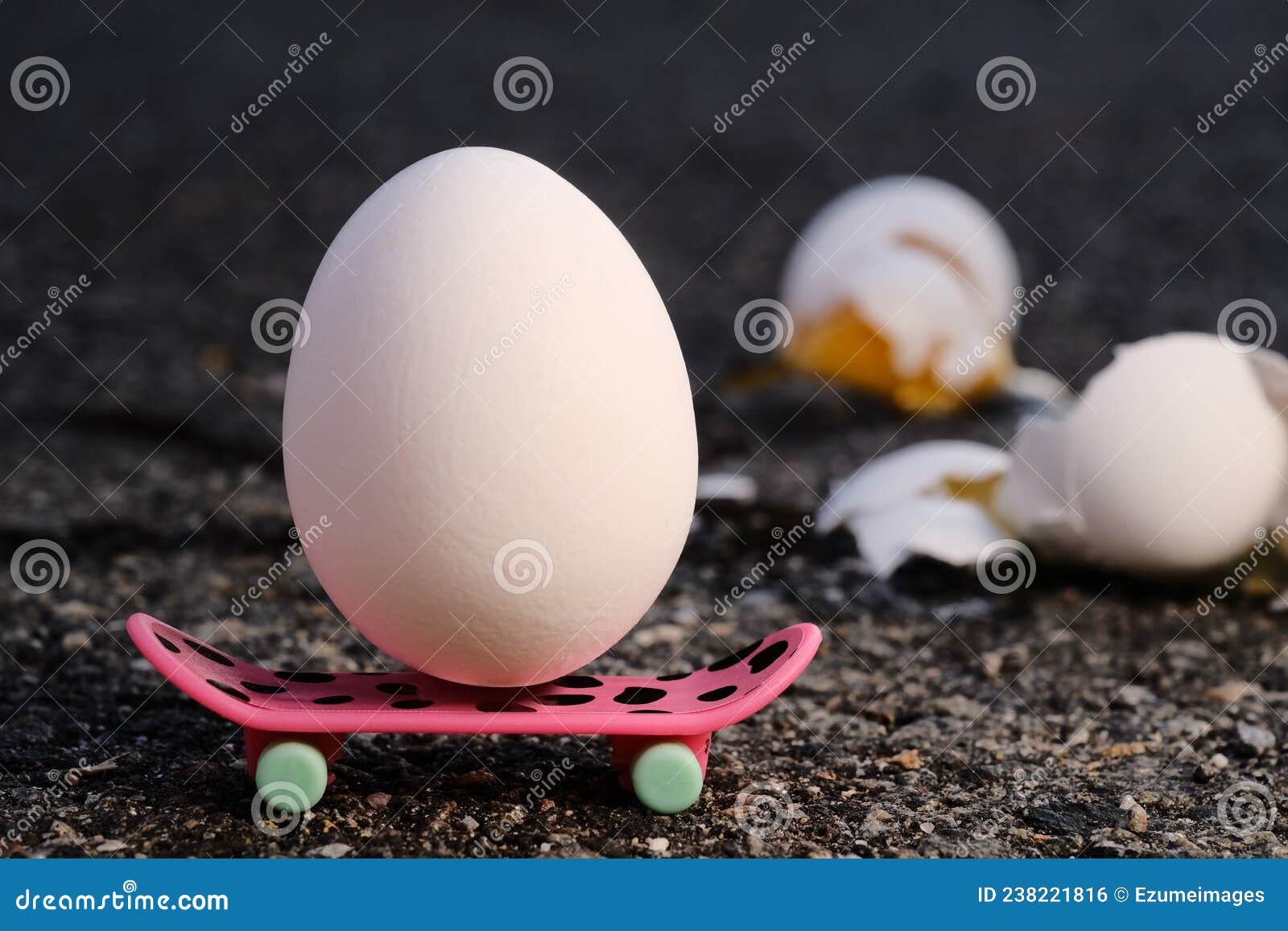 Egg Skateboard Metaphor stock photo. Image of mistakes 238221816