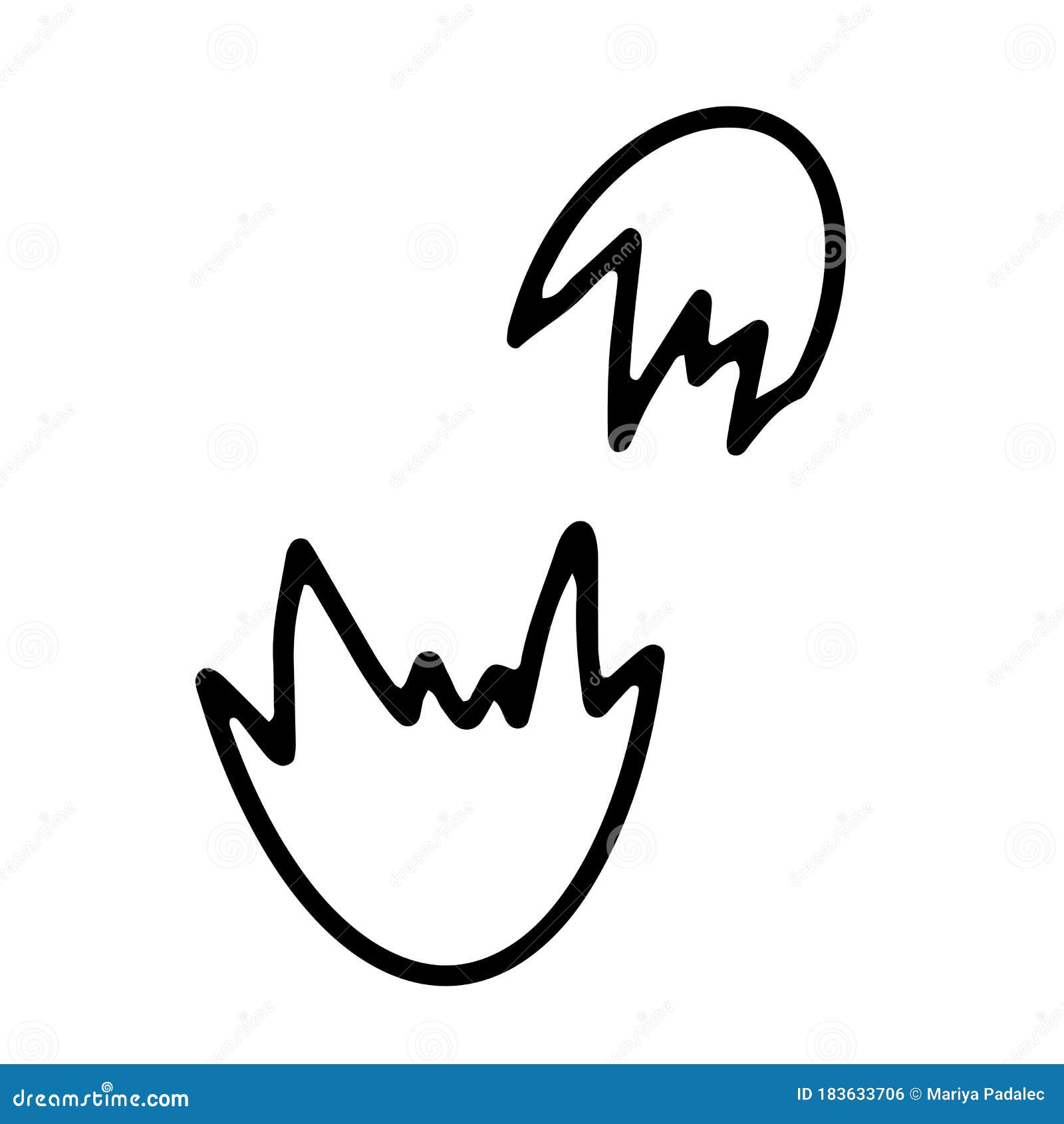 Egg Shell in Doodle Style on an Isolated White Background. Cooking